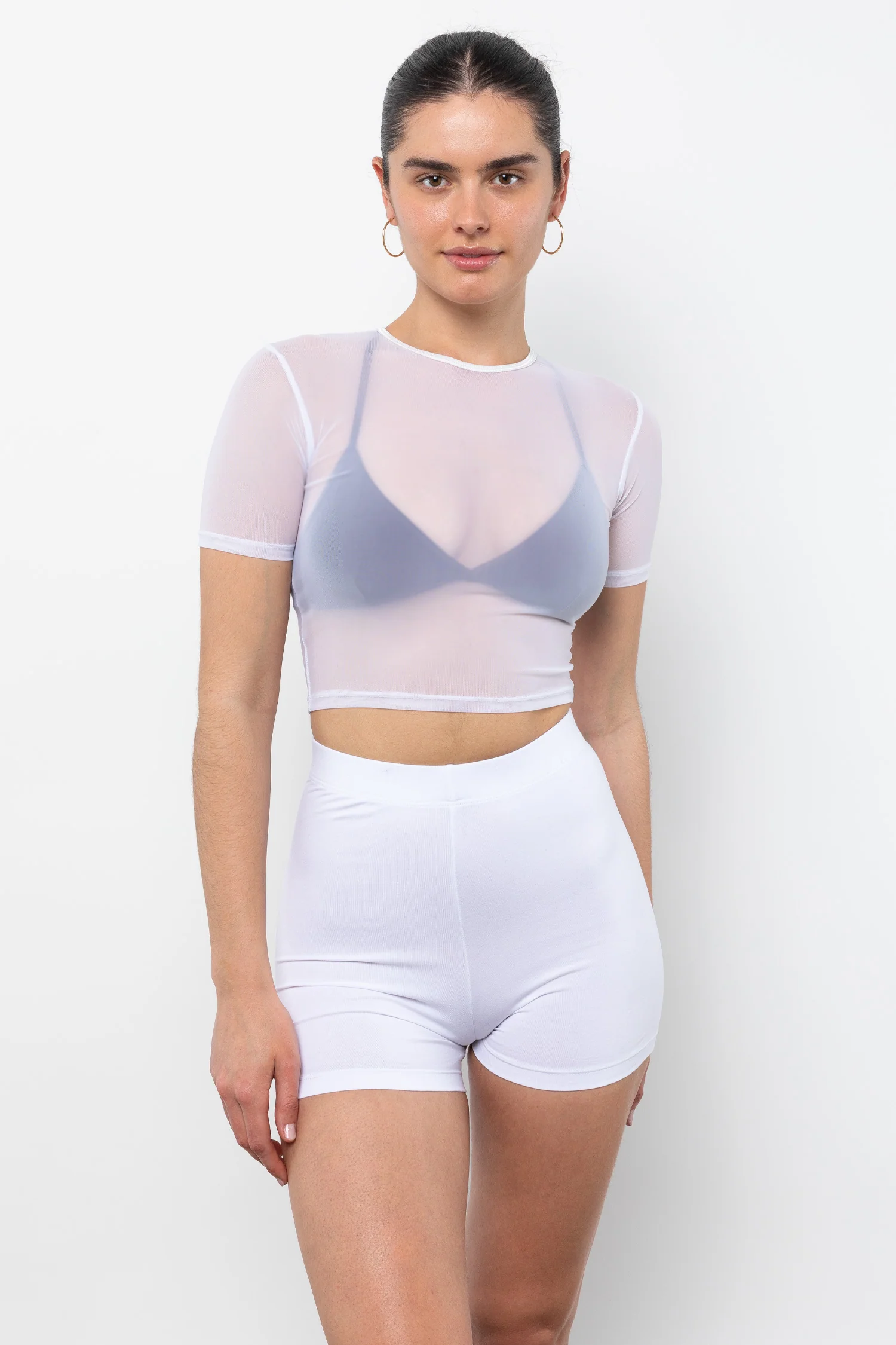 RNS078 - Micromesh Short Sleeve Crop Top Tee Shirt - Image 21