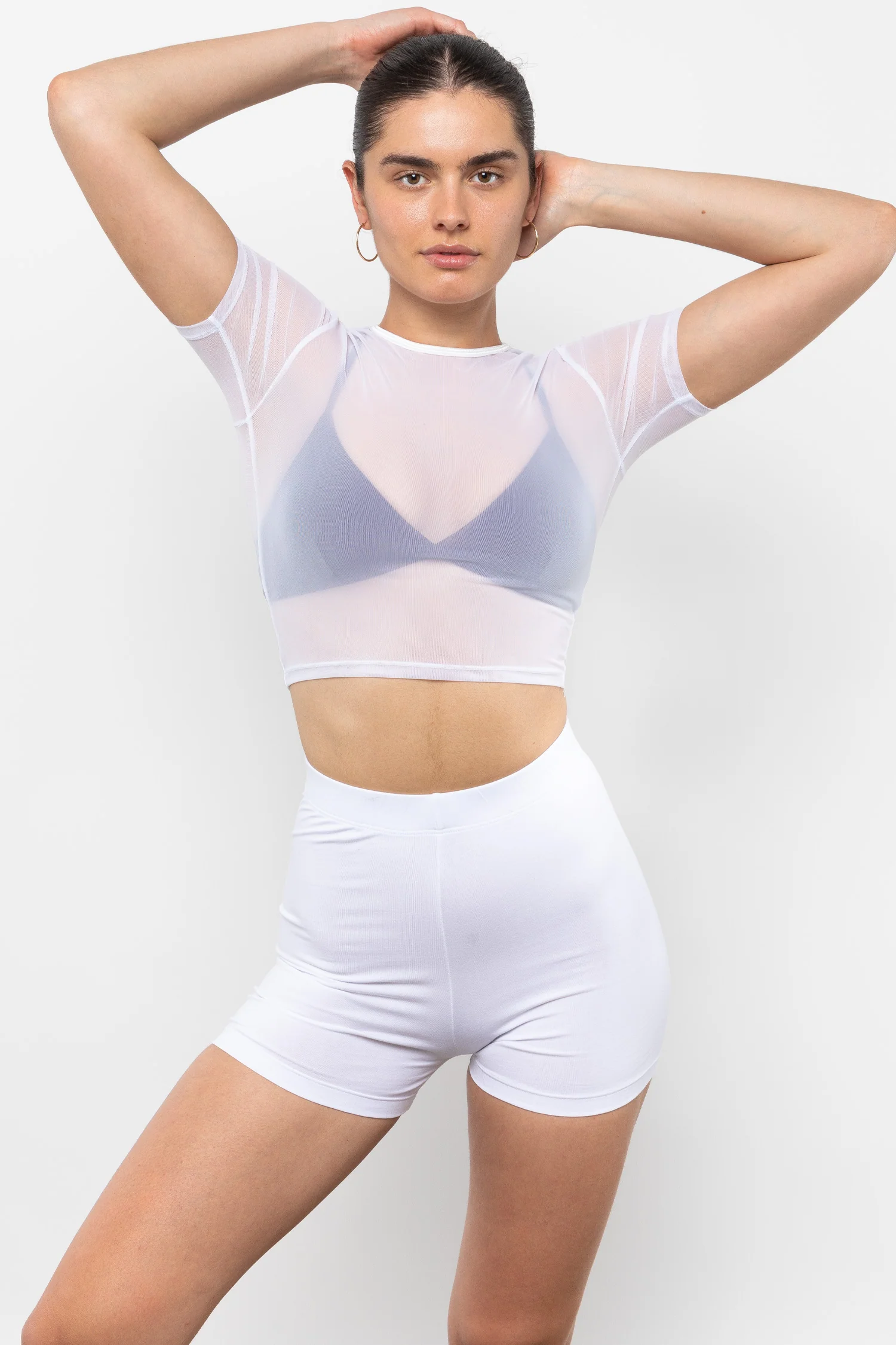 RNS078 - Micromesh Short Sleeve Crop Top Tee Shirt - Image 23