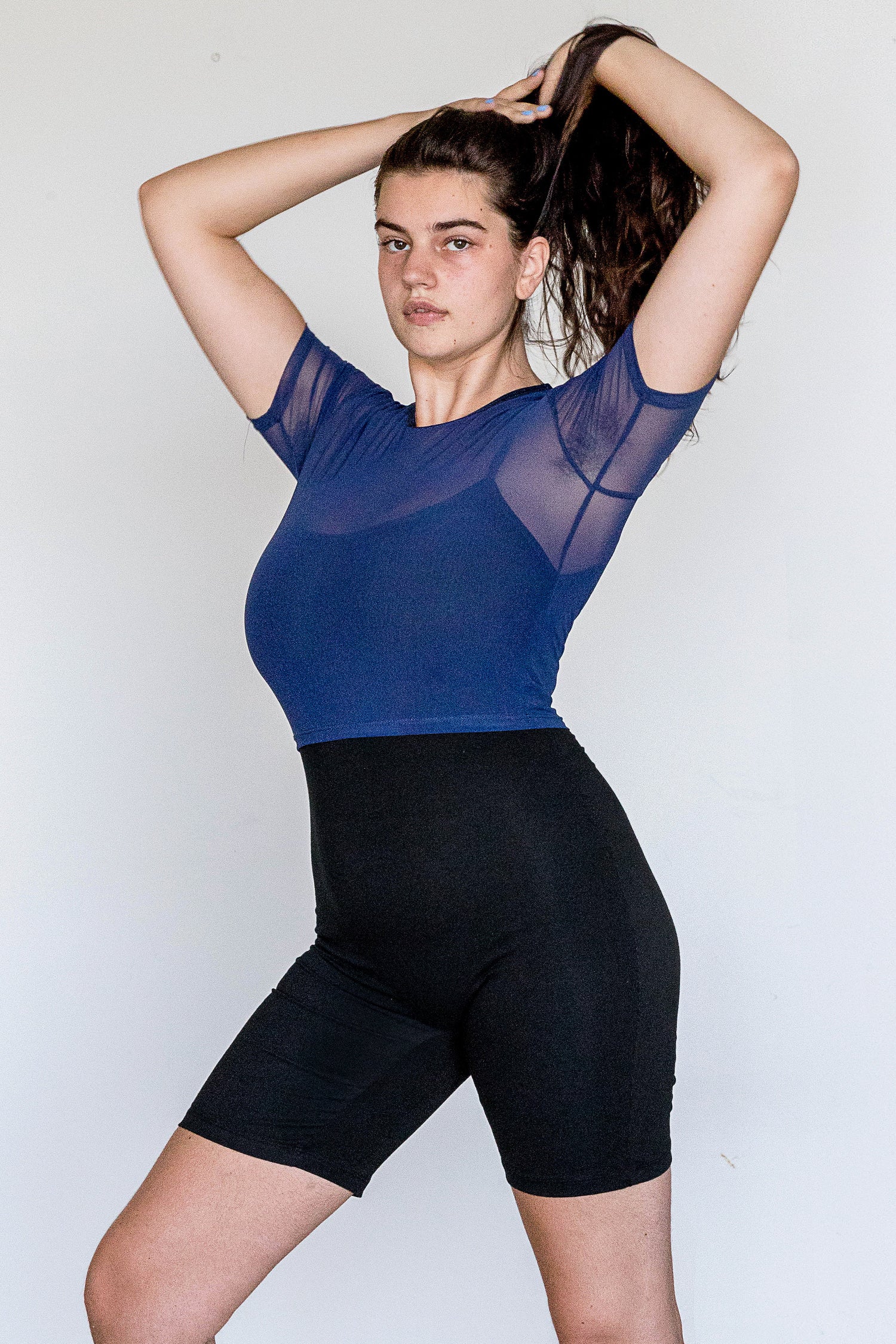 RNS078 - Micromesh Short Sleeve Crop Top Tee Shirt - Image 3