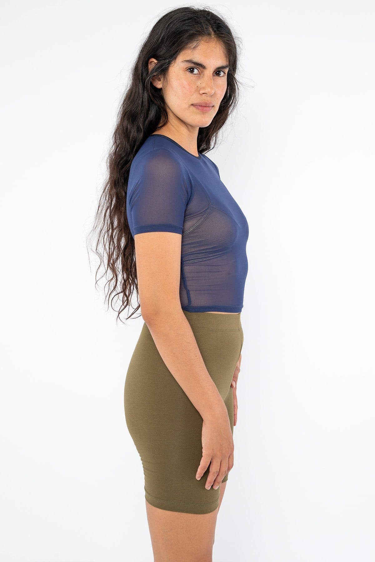 RNS078 - Micromesh Short Sleeve Crop Top Tee Shirt - Image 6