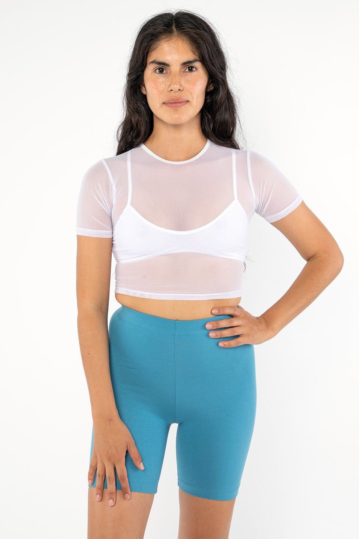 RNS078 - Micromesh Short Sleeve Crop Top Tee Shirt - Image 8