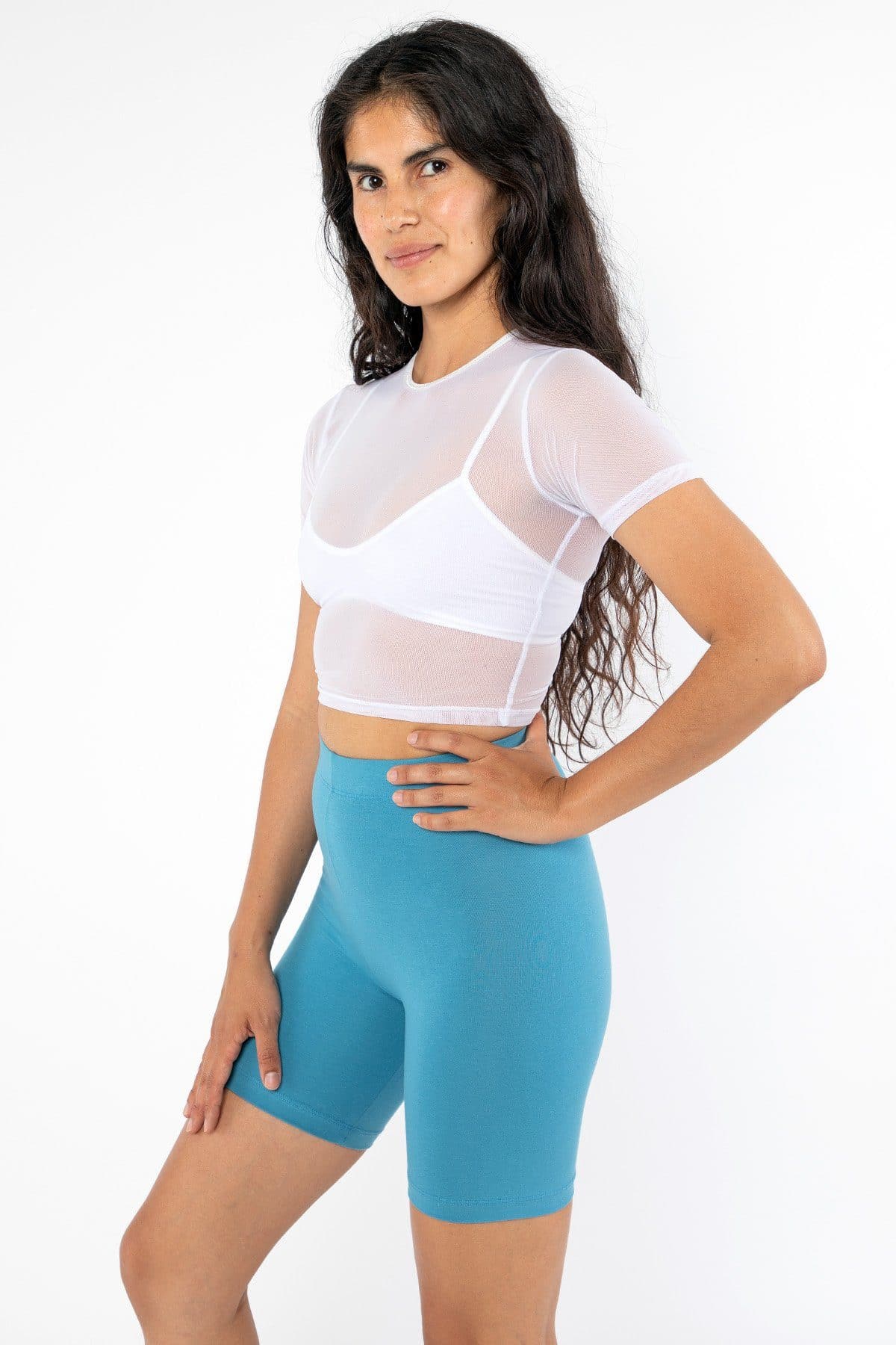RNS078 - Micromesh Short Sleeve Crop Top Tee Shirt - Image 9