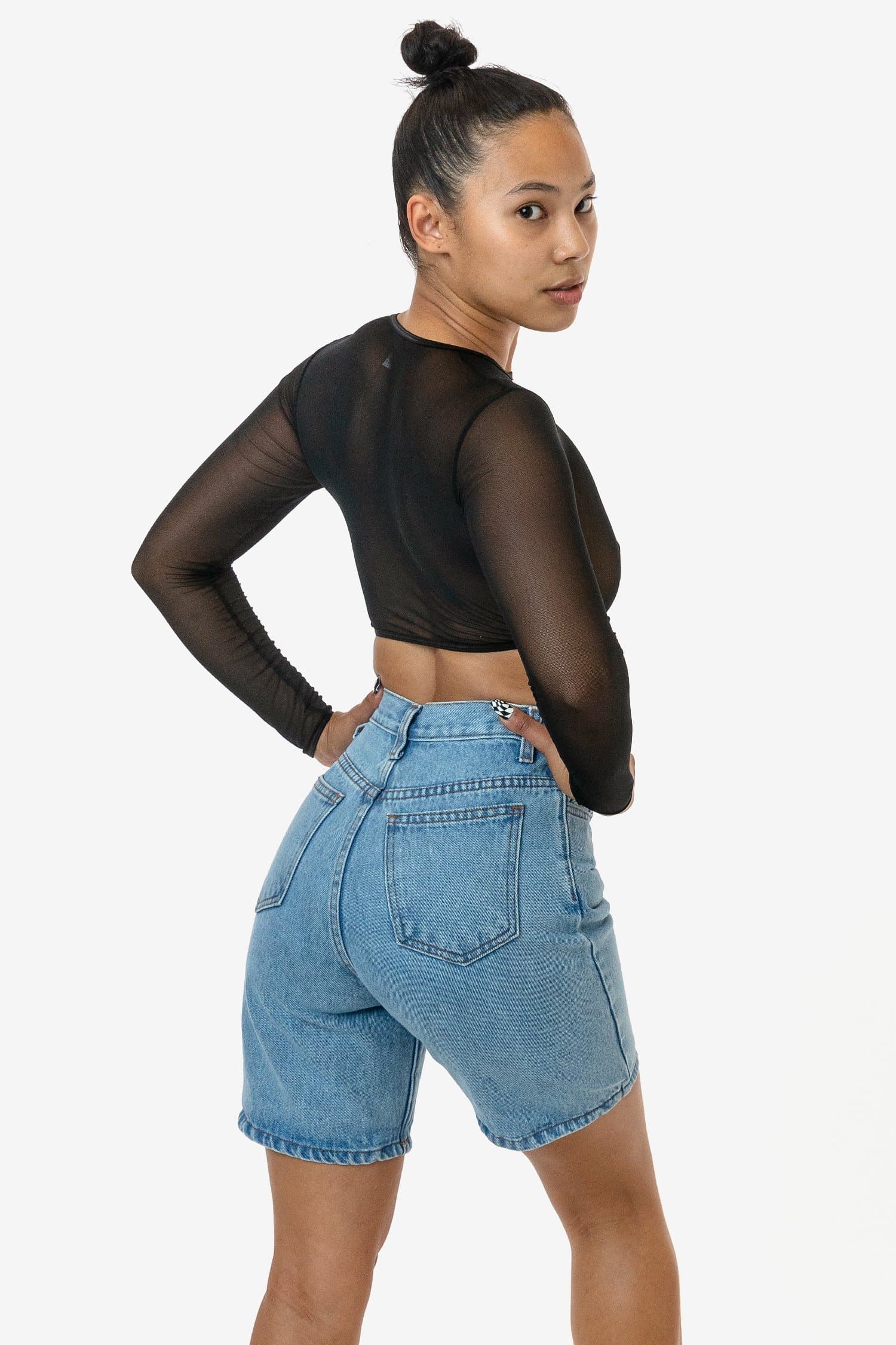 RNS079 - Micro Mesh Long Sleeve Crop Top - Image 5