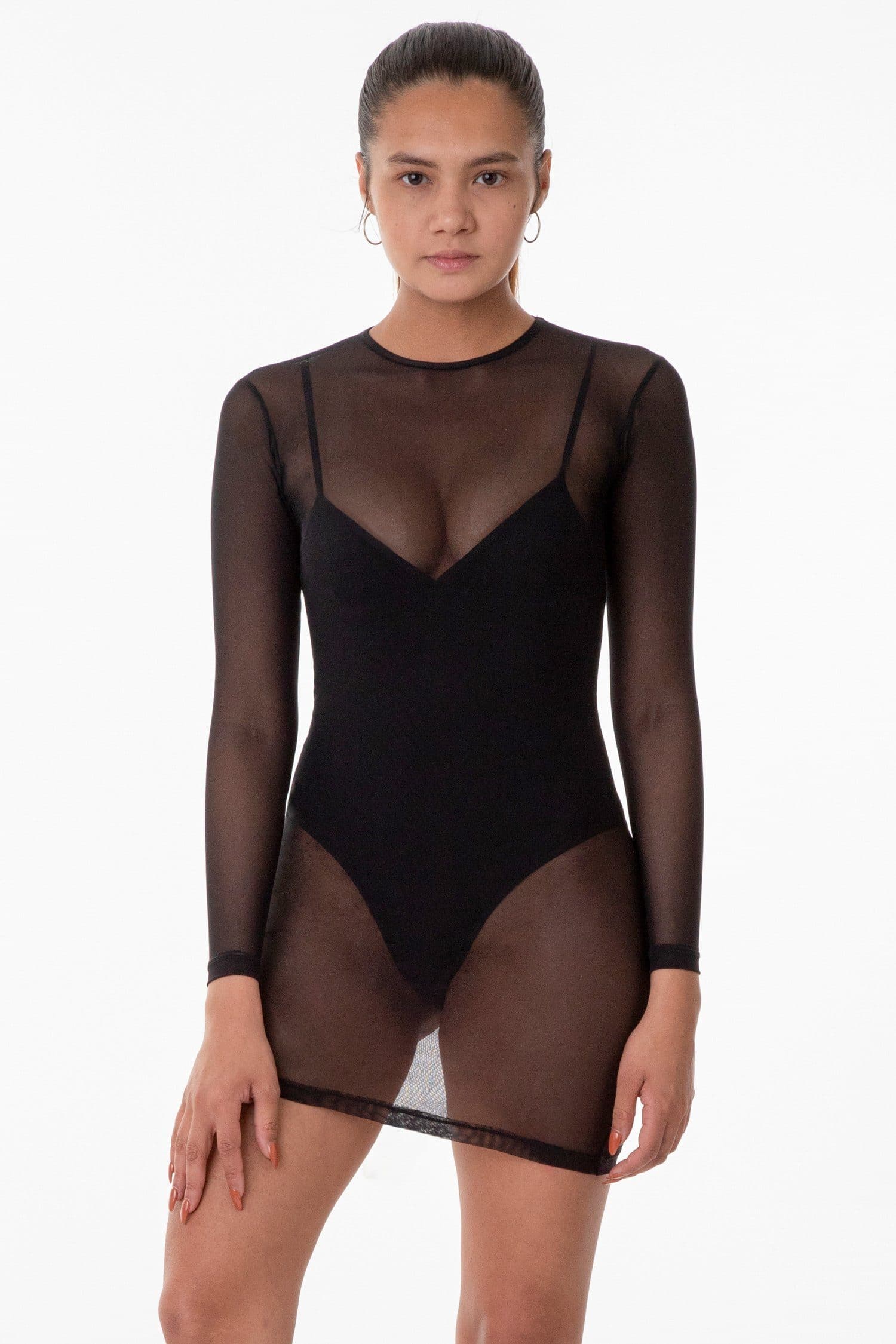 RNS310 - Micro Mesh Long Sleeve Mini Dress - Image 6