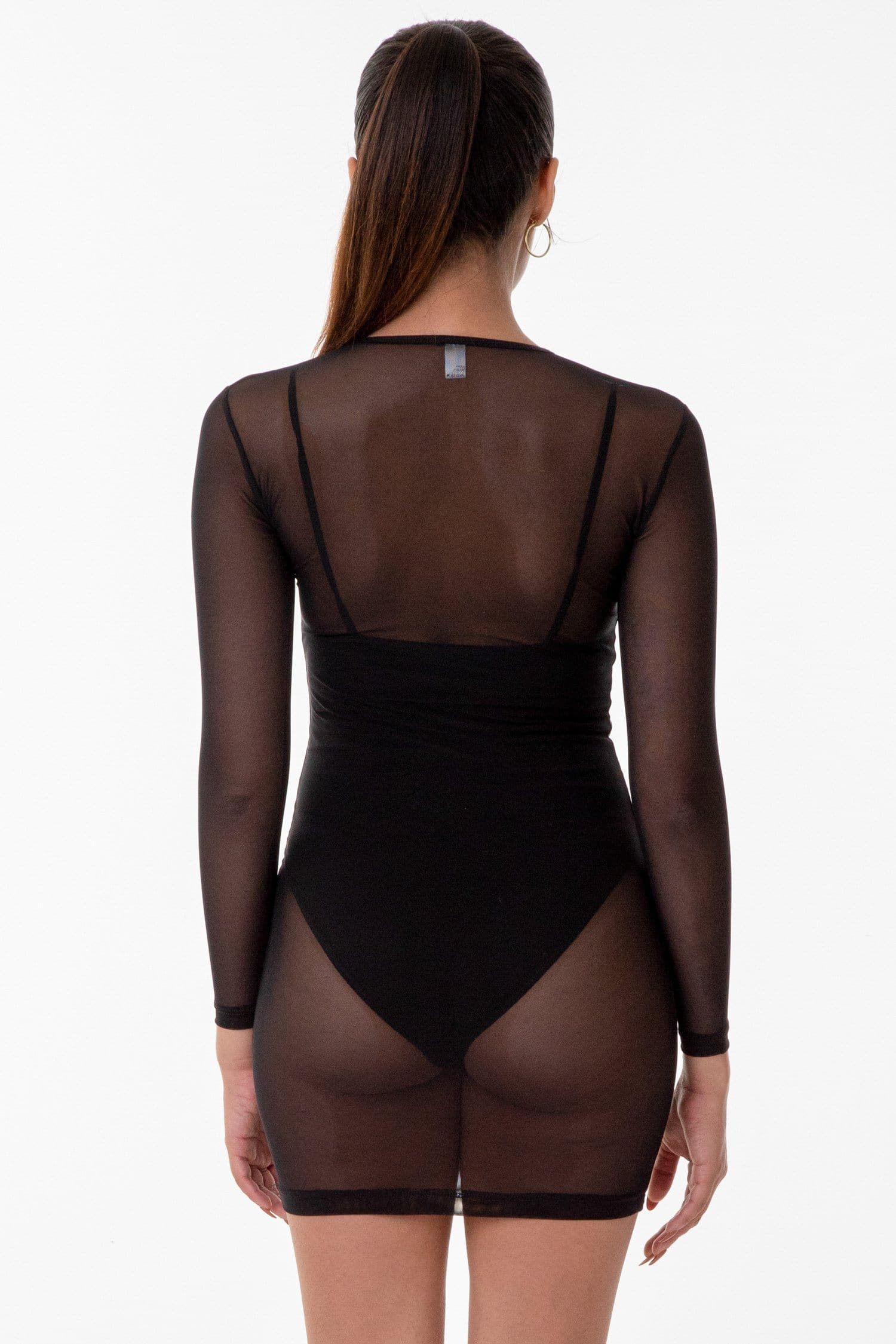 RNS310 - Micro Mesh Long Sleeve Mini Dress - Image 8