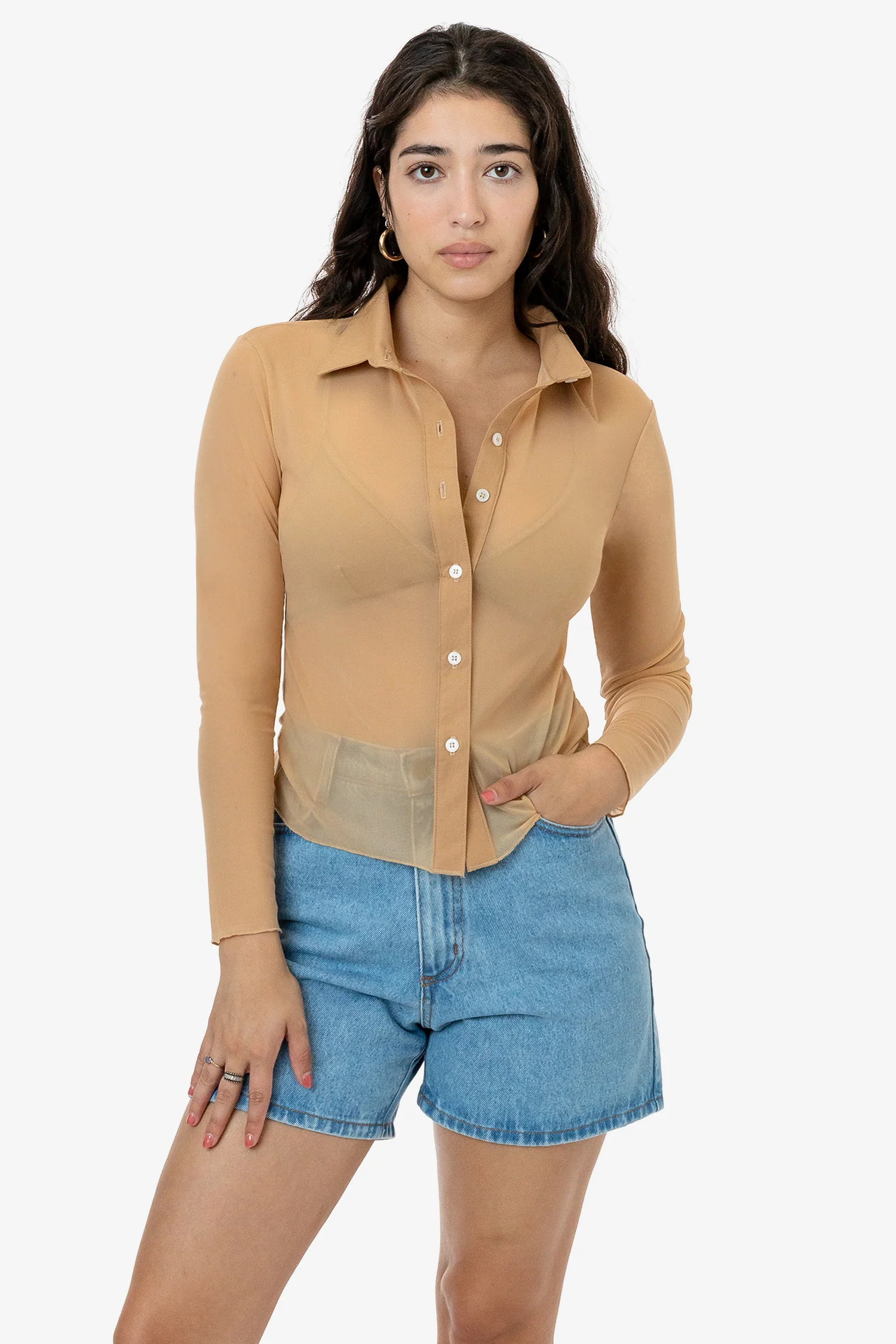 RNS745 - Micro Mesh Long Sleeve Button Up - Image 3