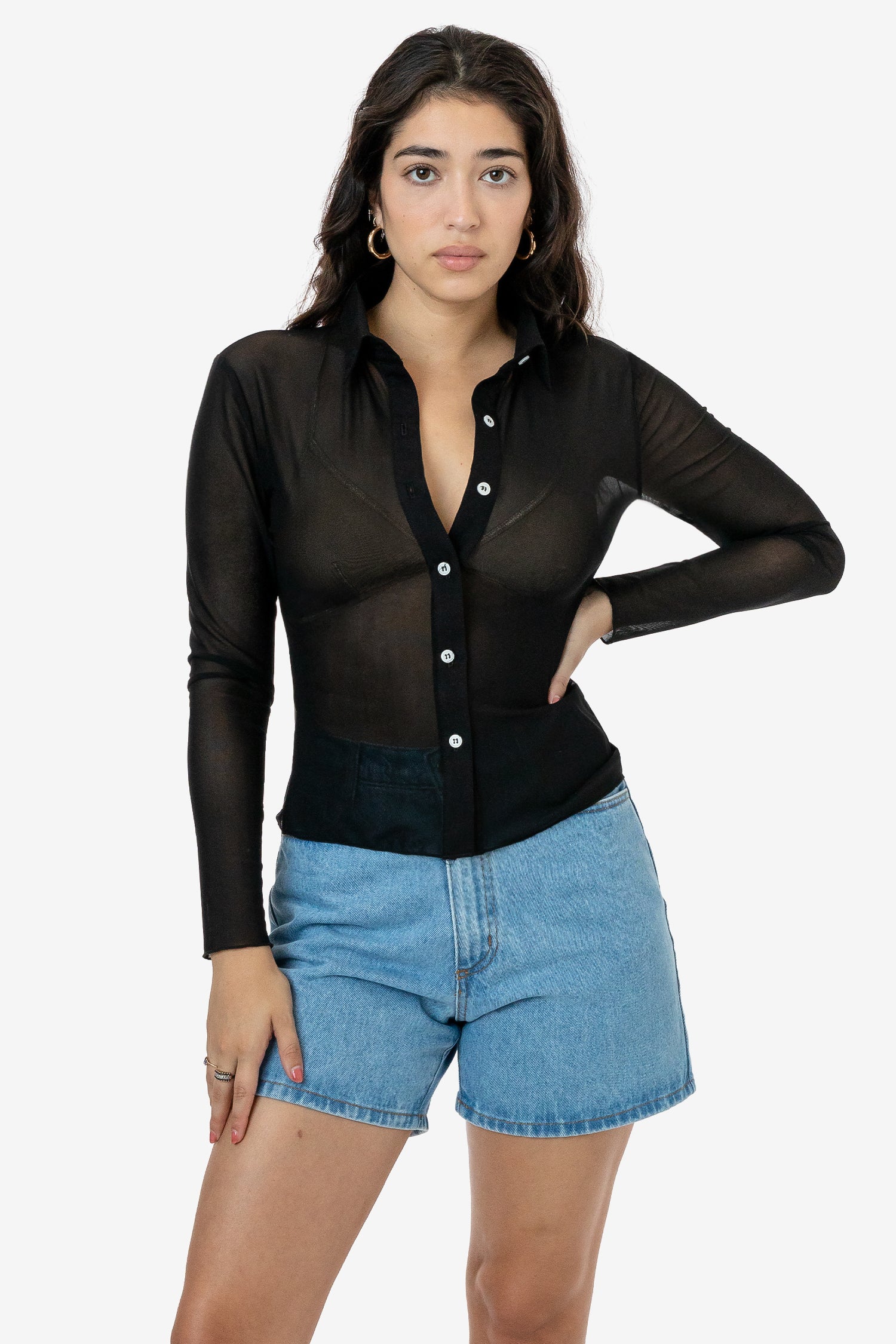 RNS745 - Micro Mesh Long Sleeve Button Up - Image 5