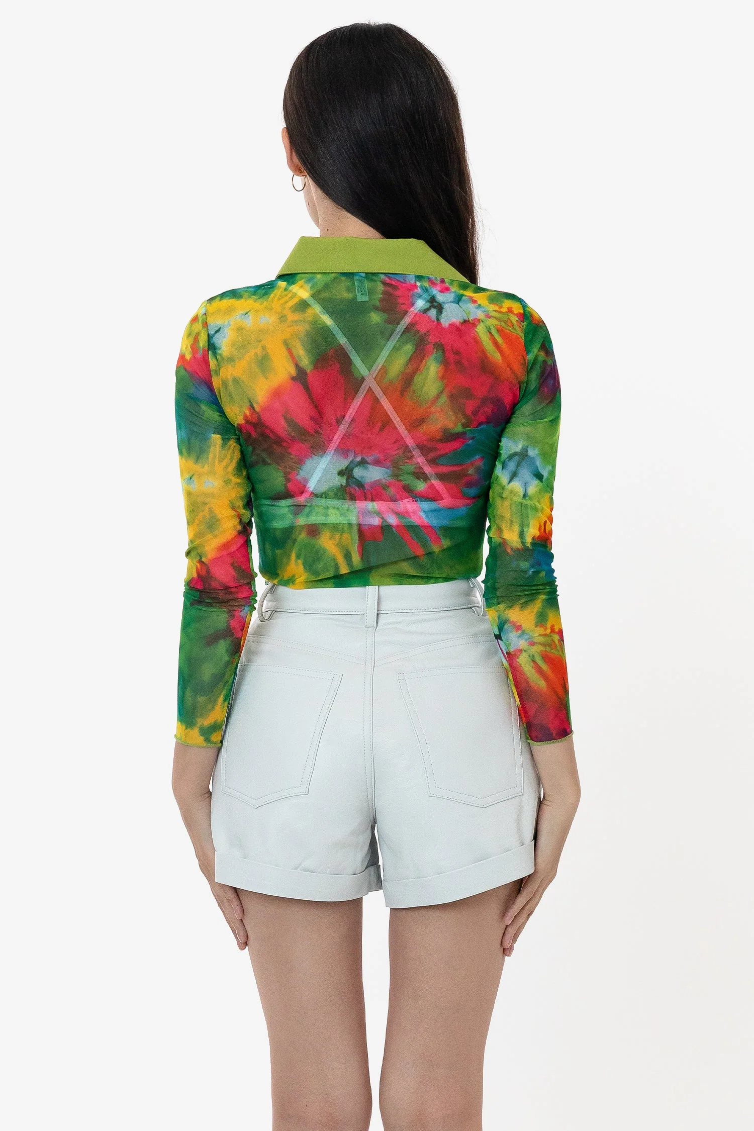 RNS745P - Printed Micro Mesh Long Sleeve Button Up - Image 10