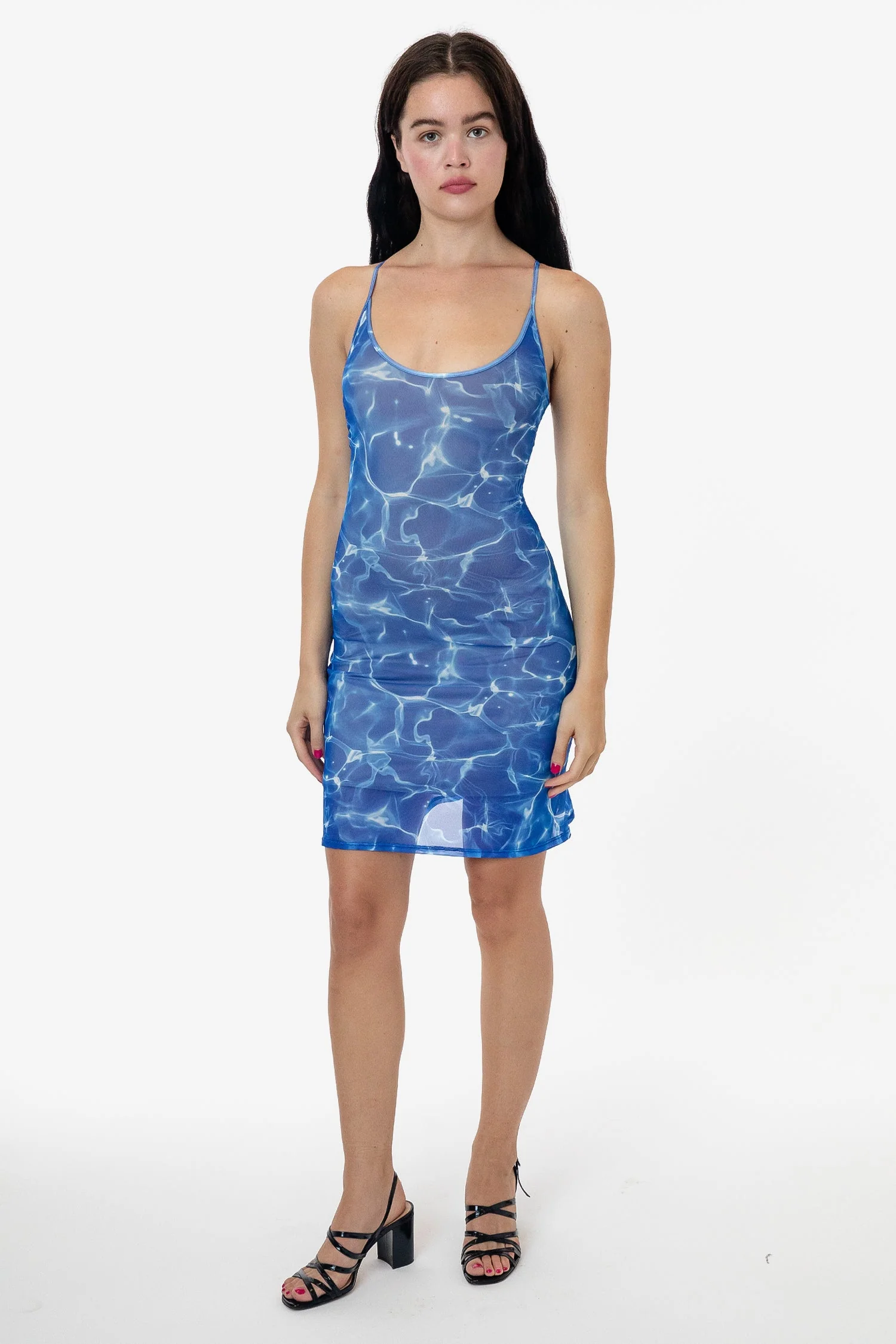 RNS783P - Printed Micro Mesh Spaghetti Dress - Image 12