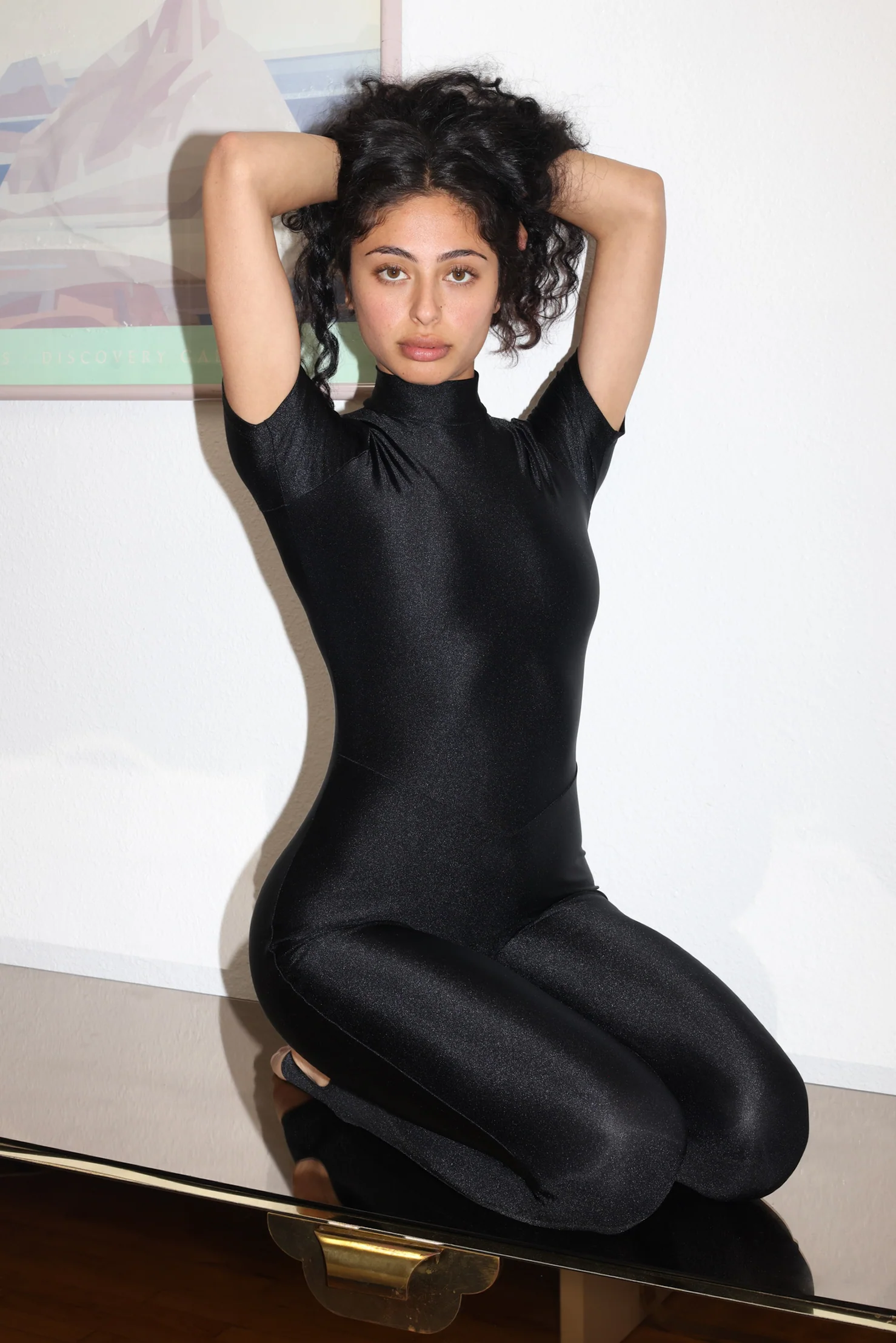 RNT322 - Nylon Tricot Short Sleeve Mockneck Unitard - Image 3
