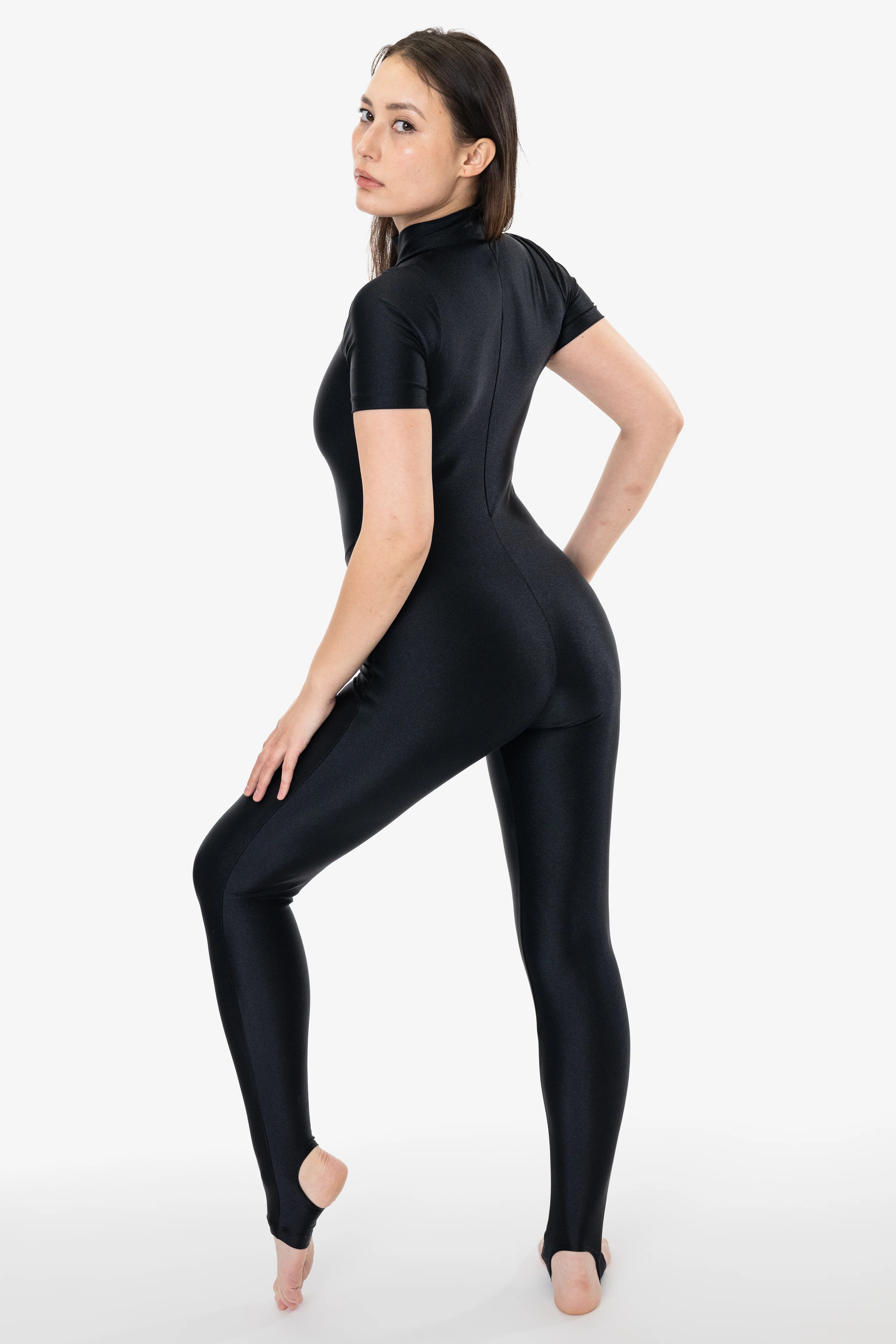 RNT322 - Nylon Tricot Short Sleeve Mockneck Unitard - Image 5