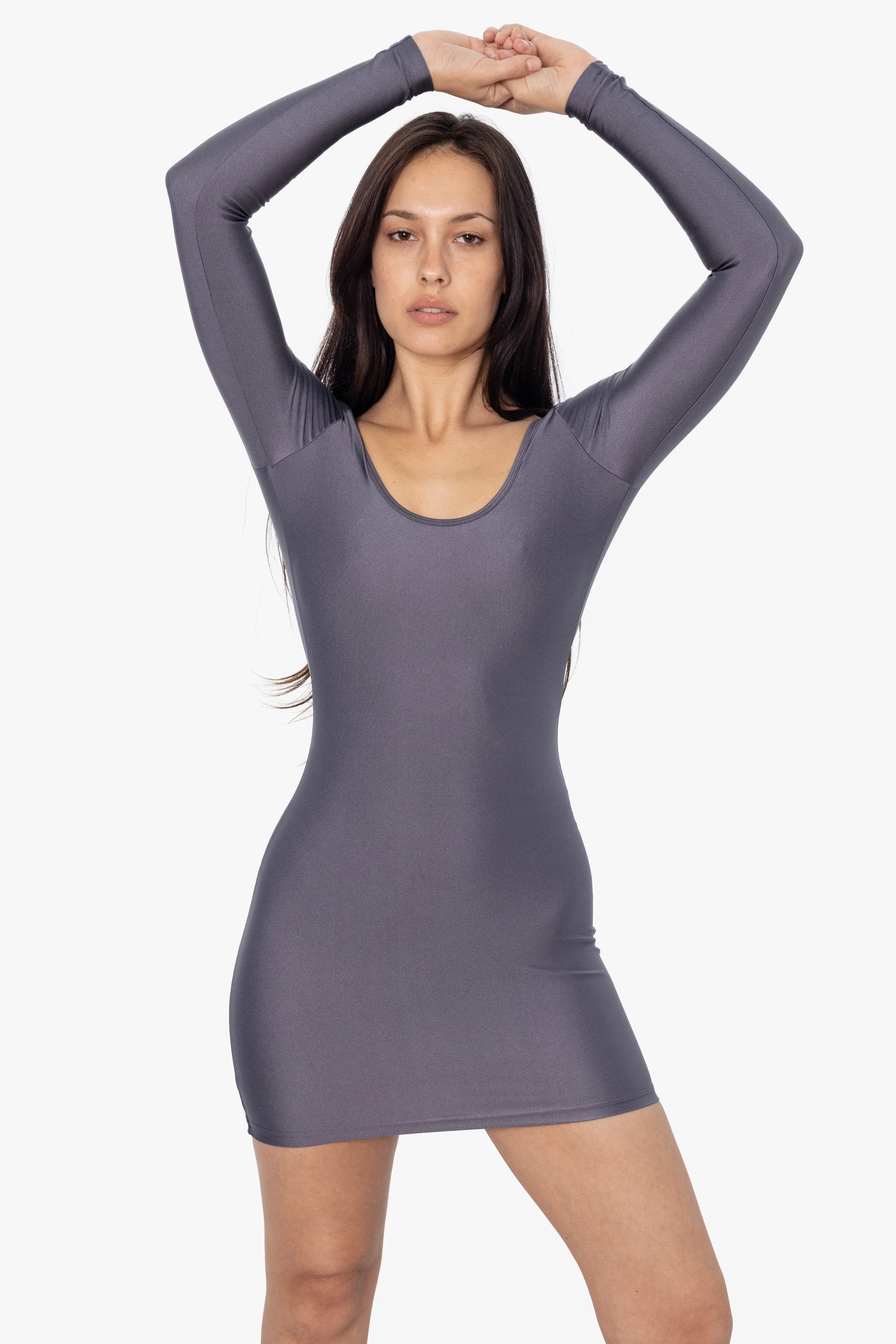 RNT3628 - Nylon Tricot Double U-Neck L/S Mini Dress - Image 5