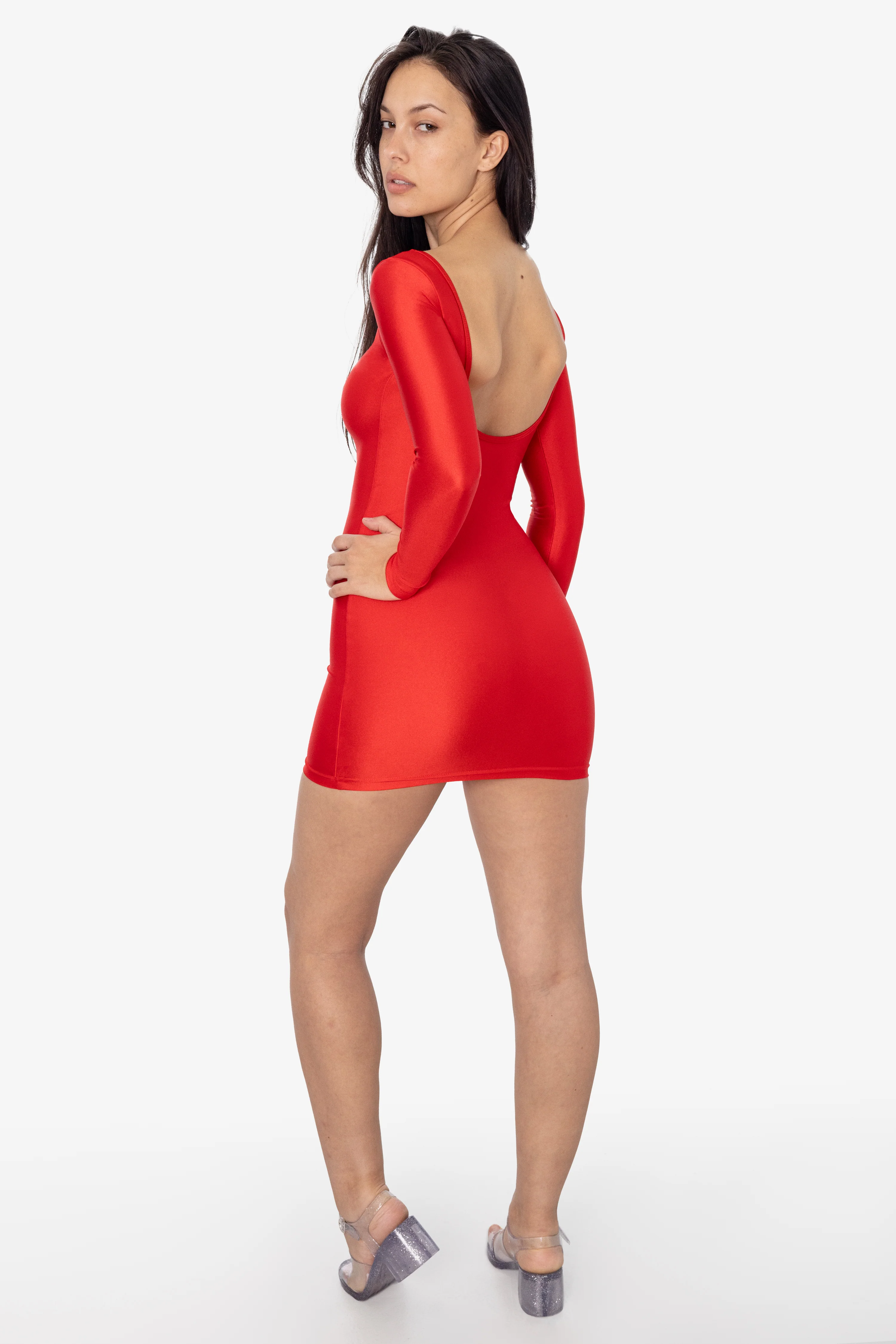 RNT3628 - Nylon Tricot Double U-Neck L/S Mini Dress - Image 7