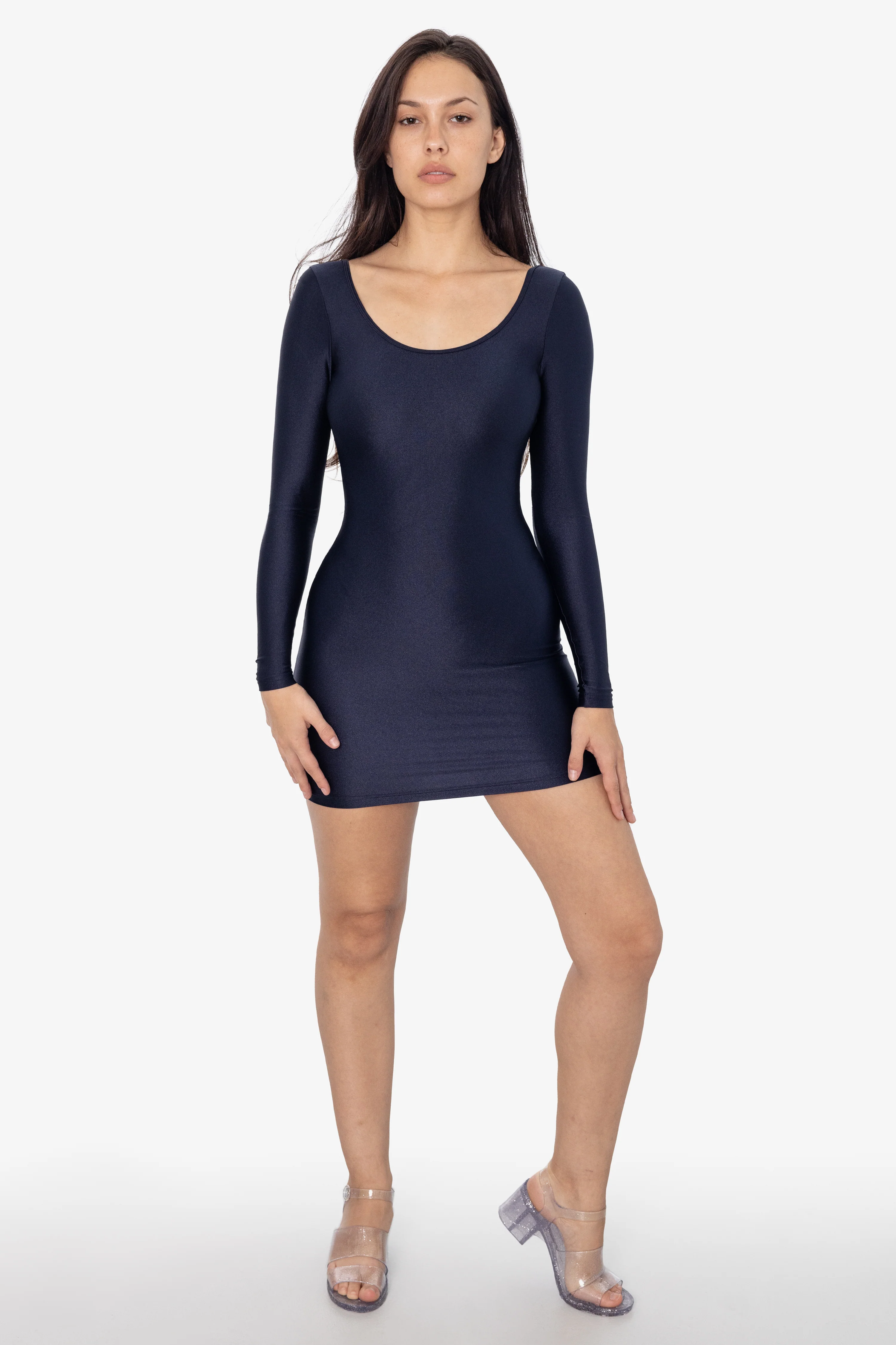RNT3628 - Nylon Tricot Double U-Neck L/S Mini Dress - Image 8