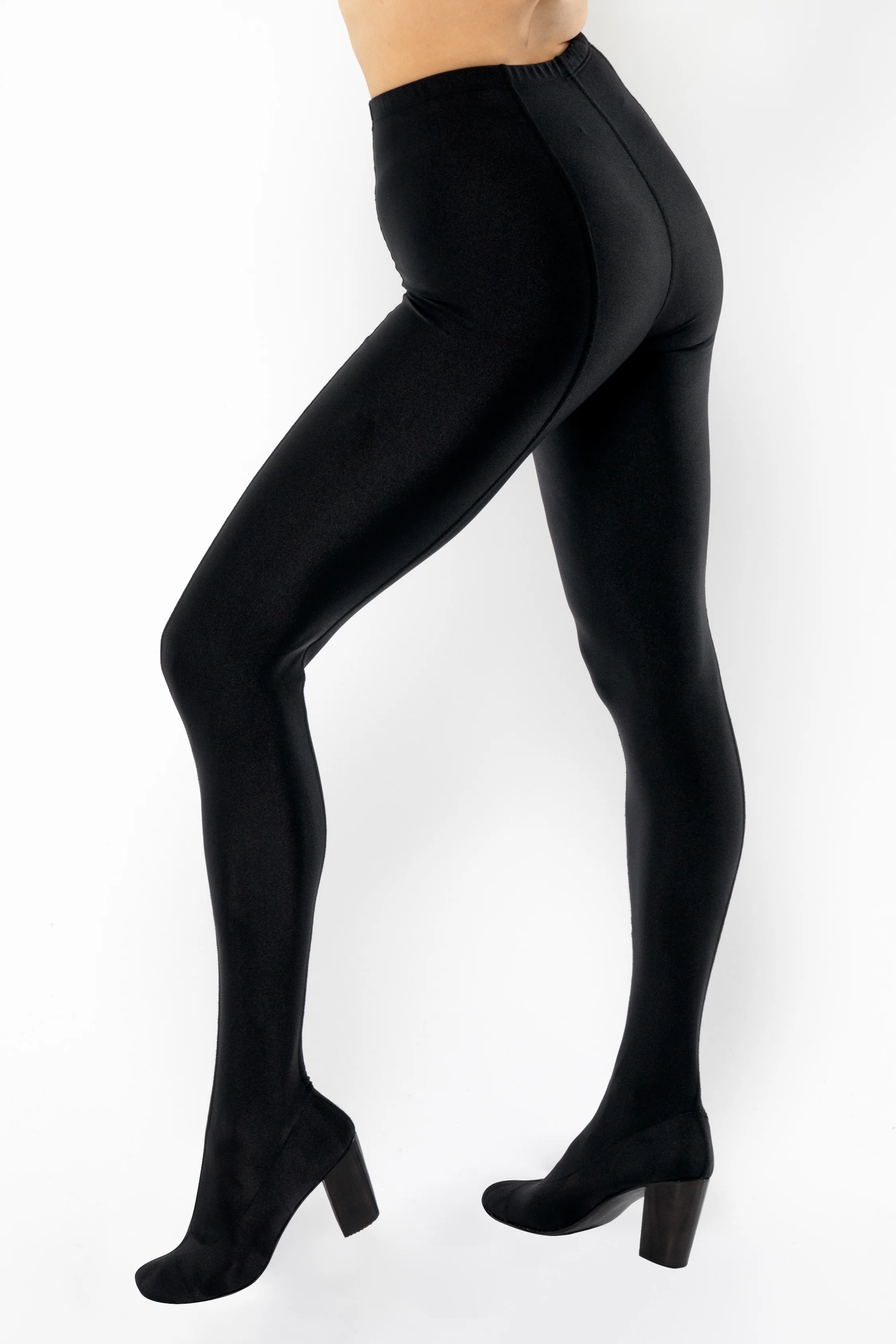 RNTSHOE01 - Nylon Tricot Heeled Leggings - Image 4