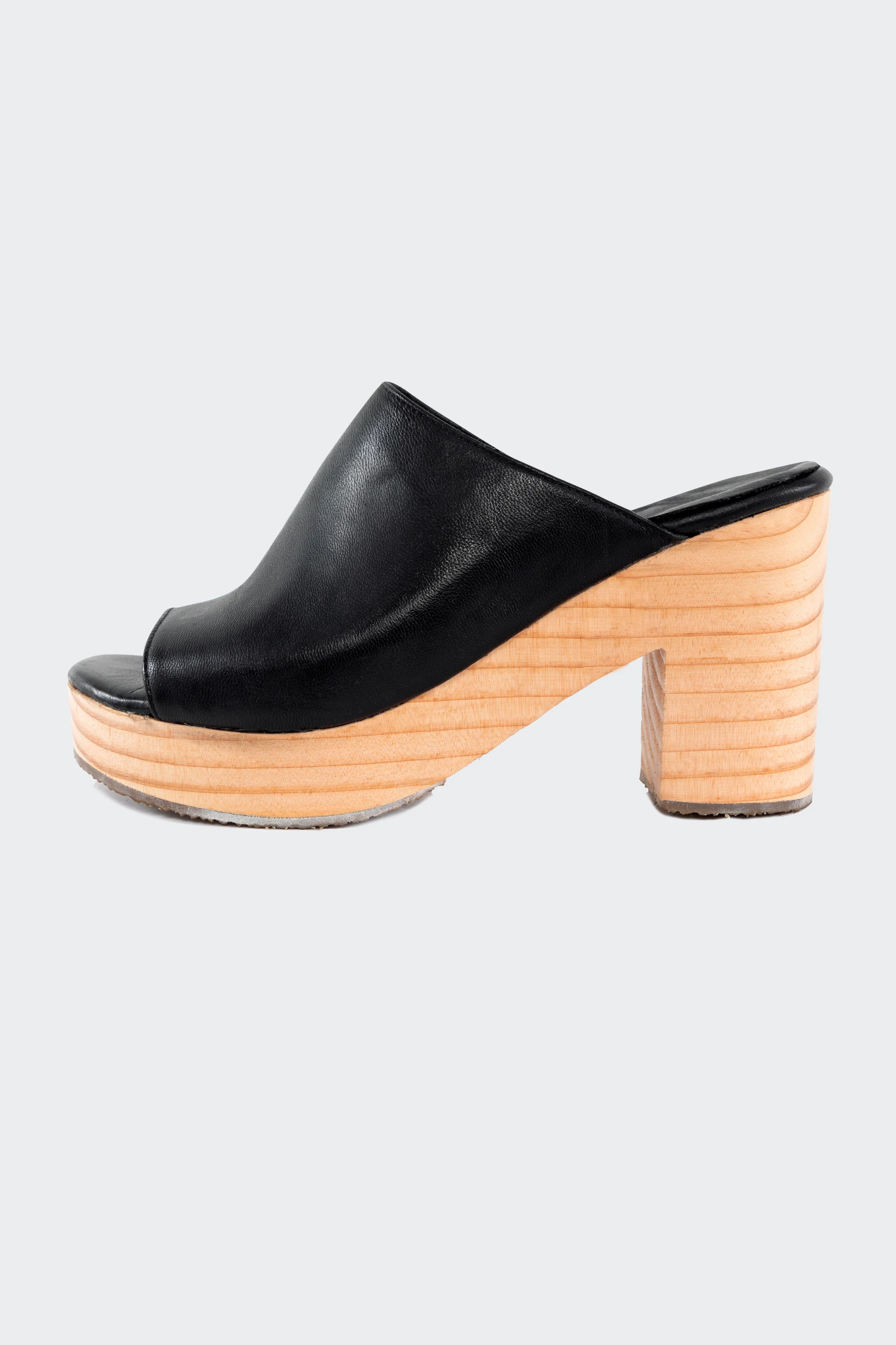 WOODSNDL05 - Leather Platform Mule - Image 4