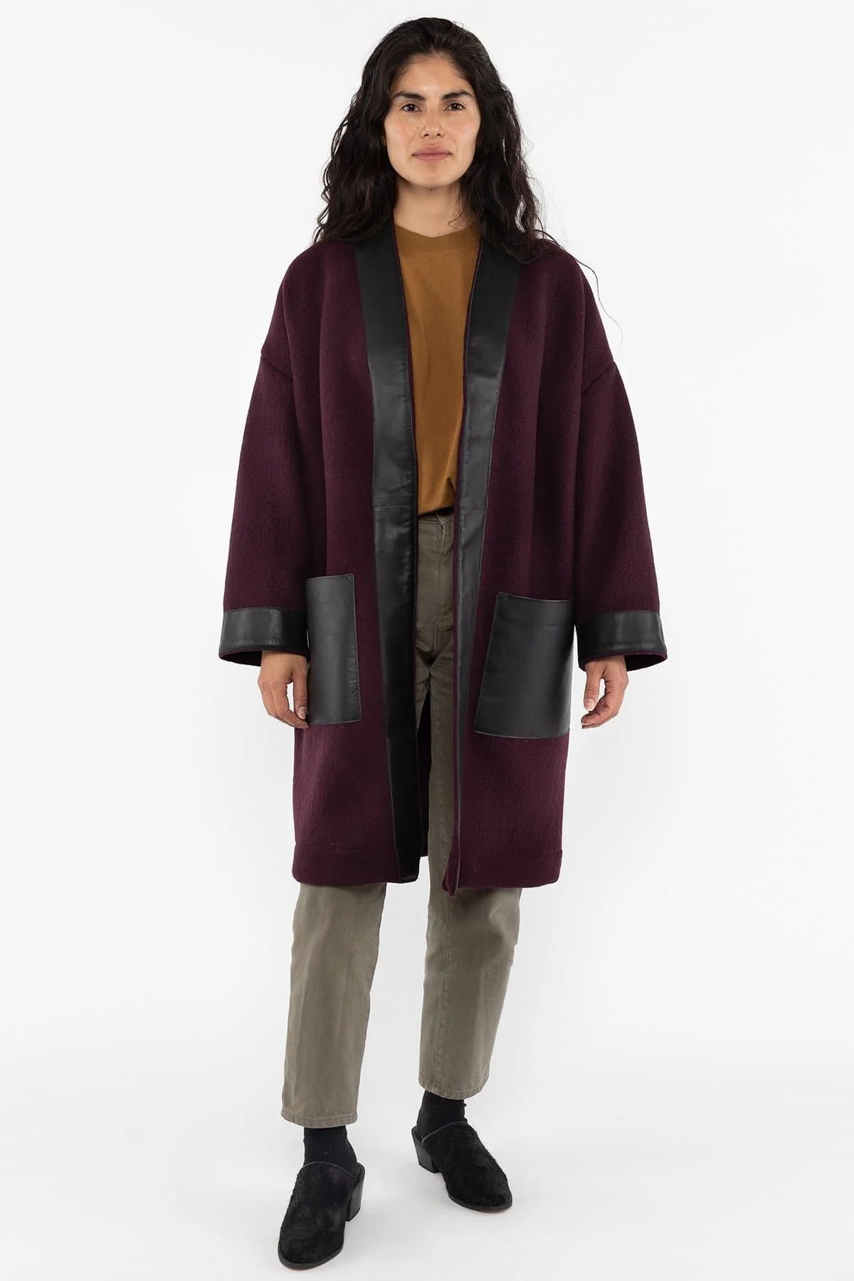 RWL100 - Wool Coat with Leather Trim - Image 2