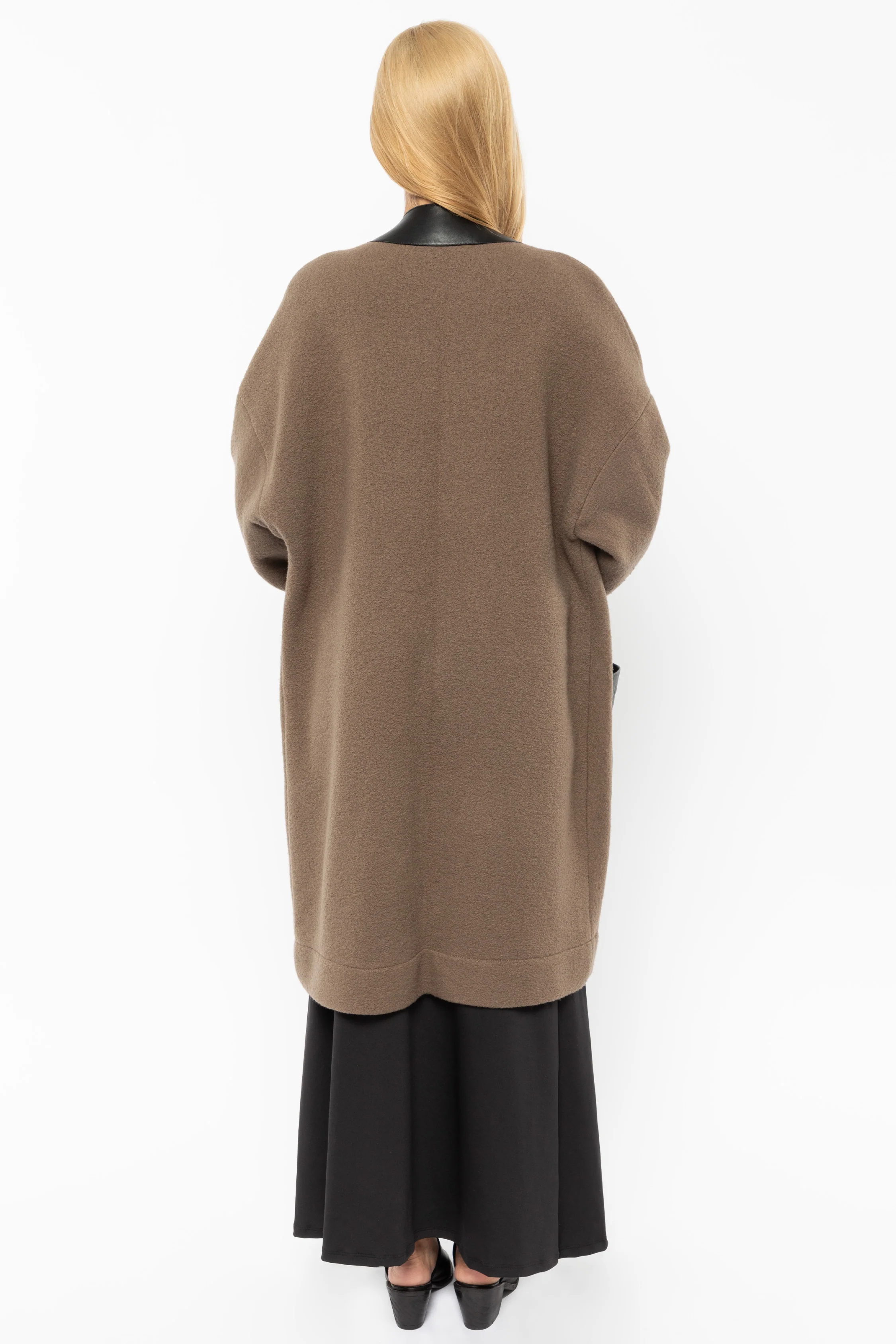 RWL100 - Wool Coat with Leather Trim - Image 21