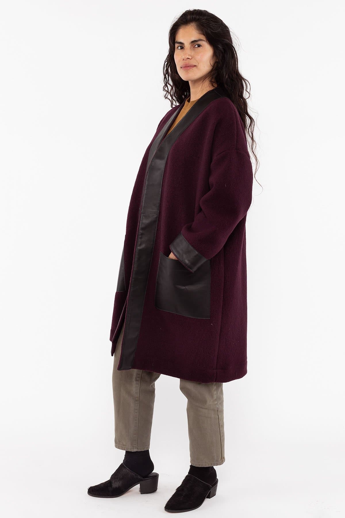 RWL100 - Wool Coat with Leather Trim - Image 8