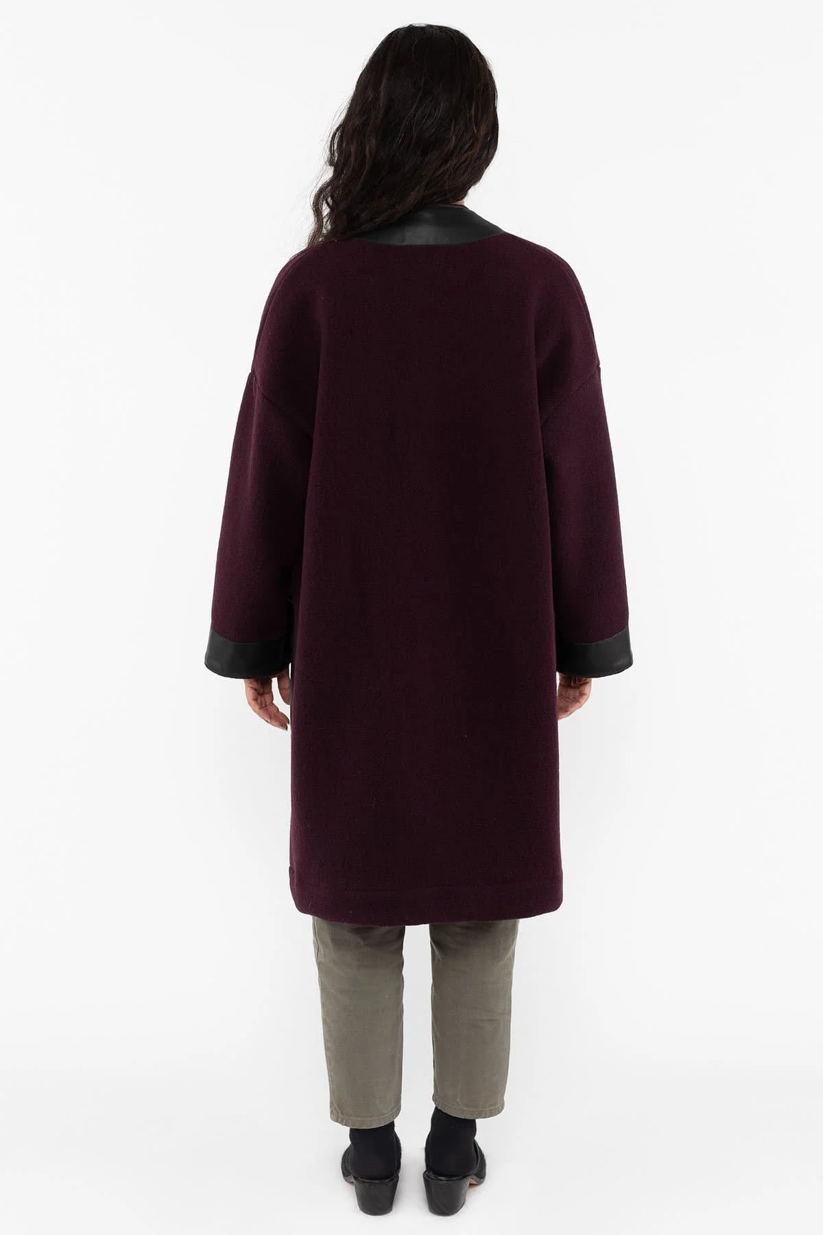 RWL100 - Wool Coat with Leather Trim - Image 9