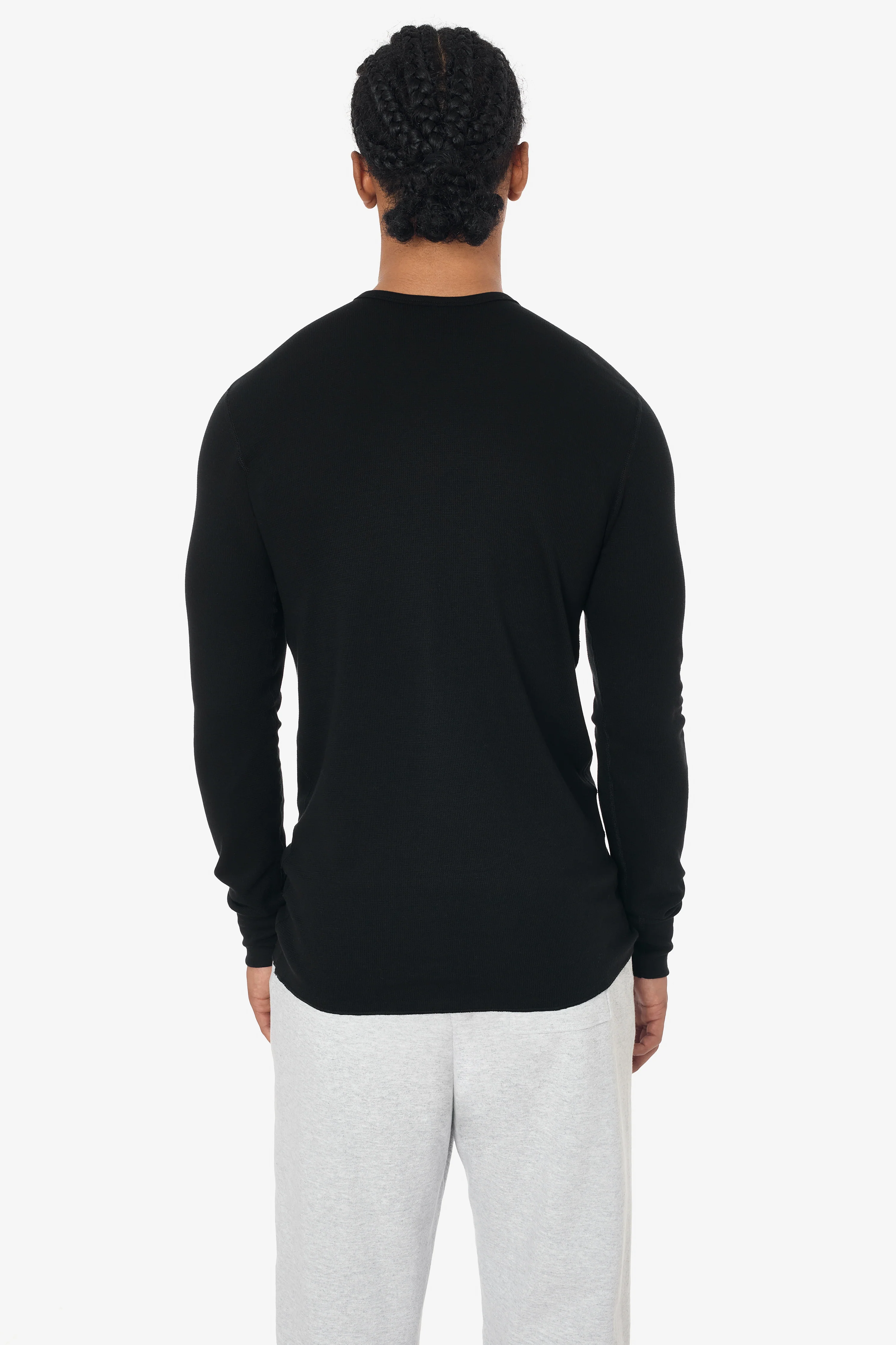 T407 - Poly-Cotton Thermal Long Sleeve Crewneck - Image 3