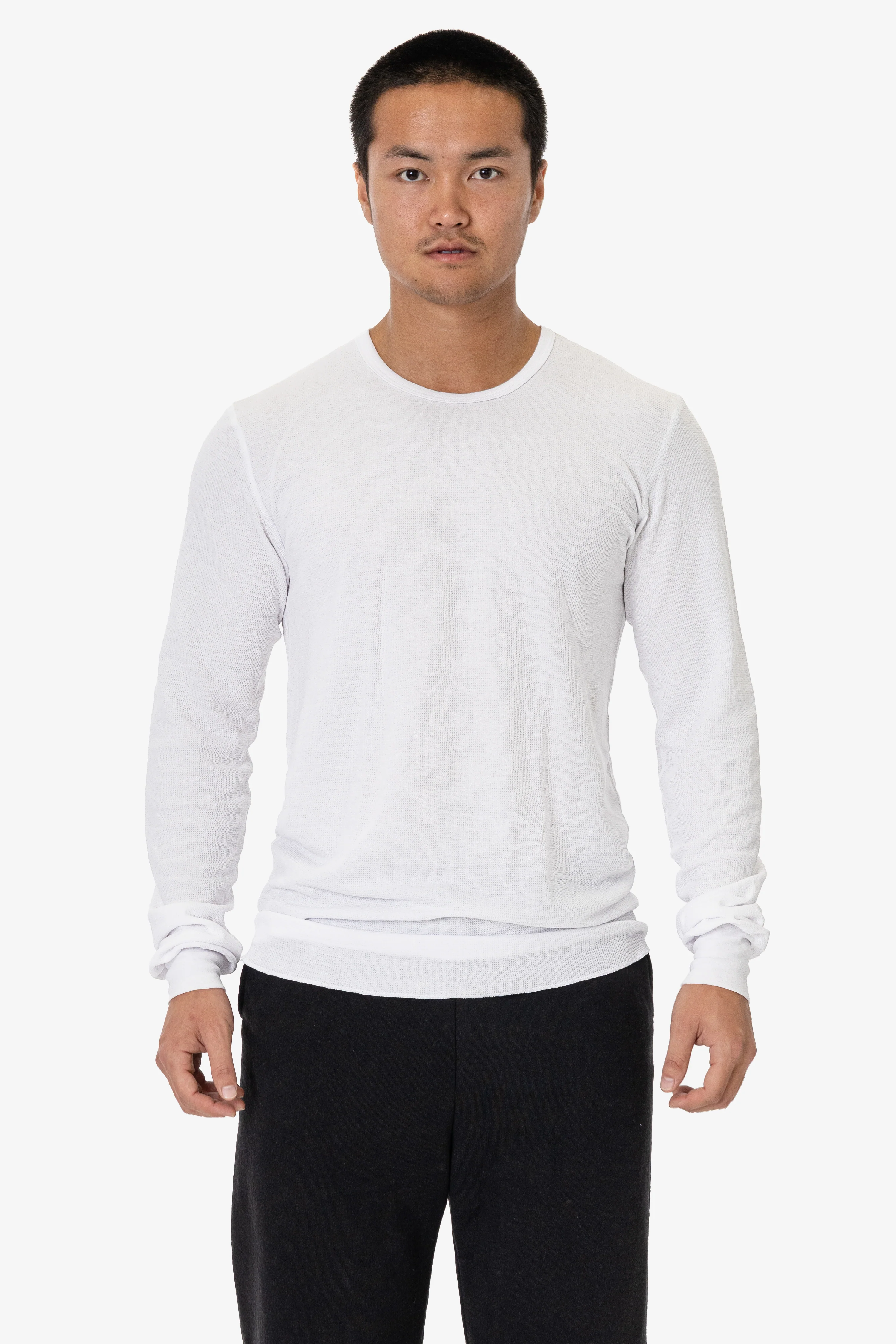 T407 - Poly-Cotton Thermal Long Sleeve Crewneck - Image 6