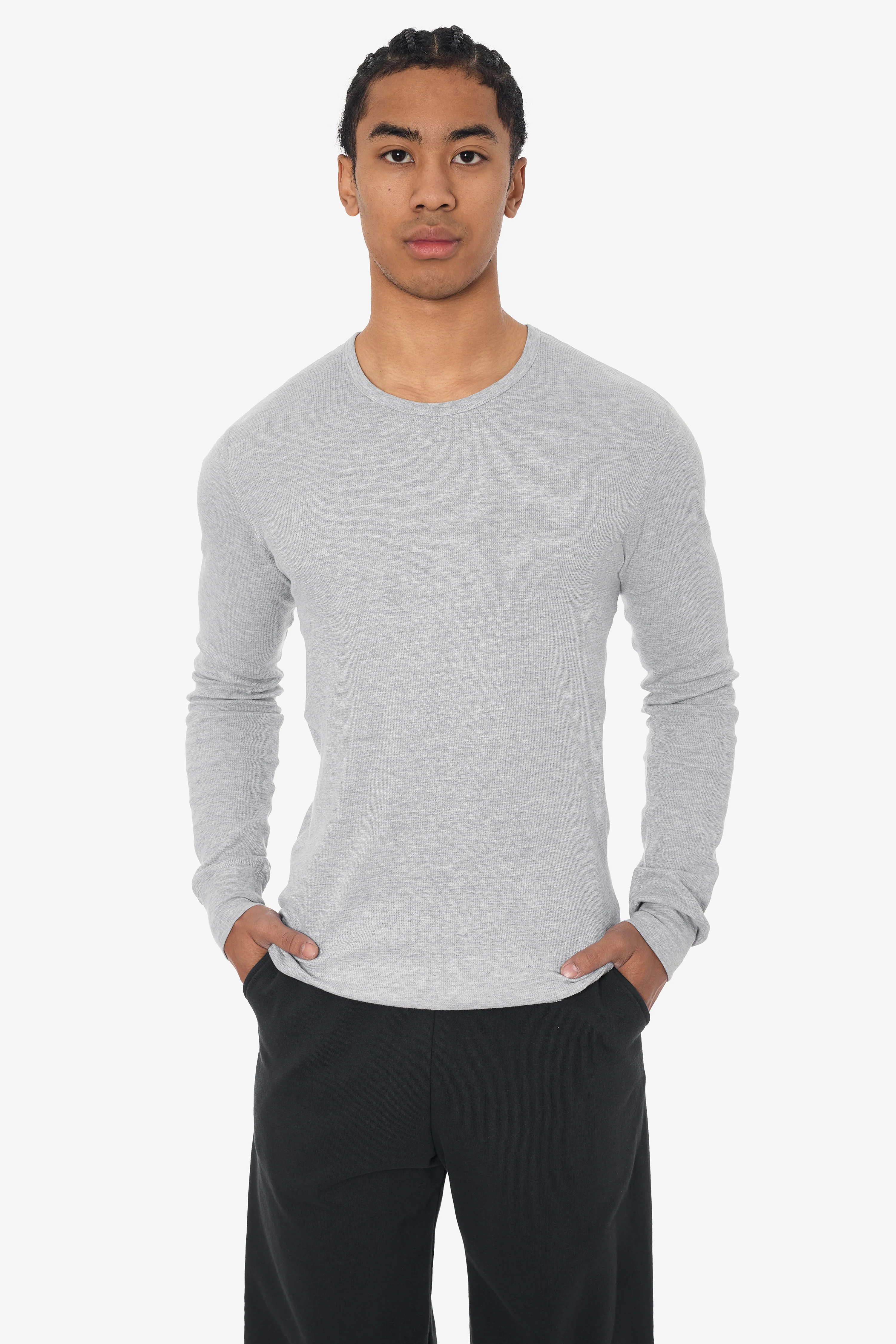 T407 - Poly-Cotton Thermal Long Sleeve Crewneck - Image 9