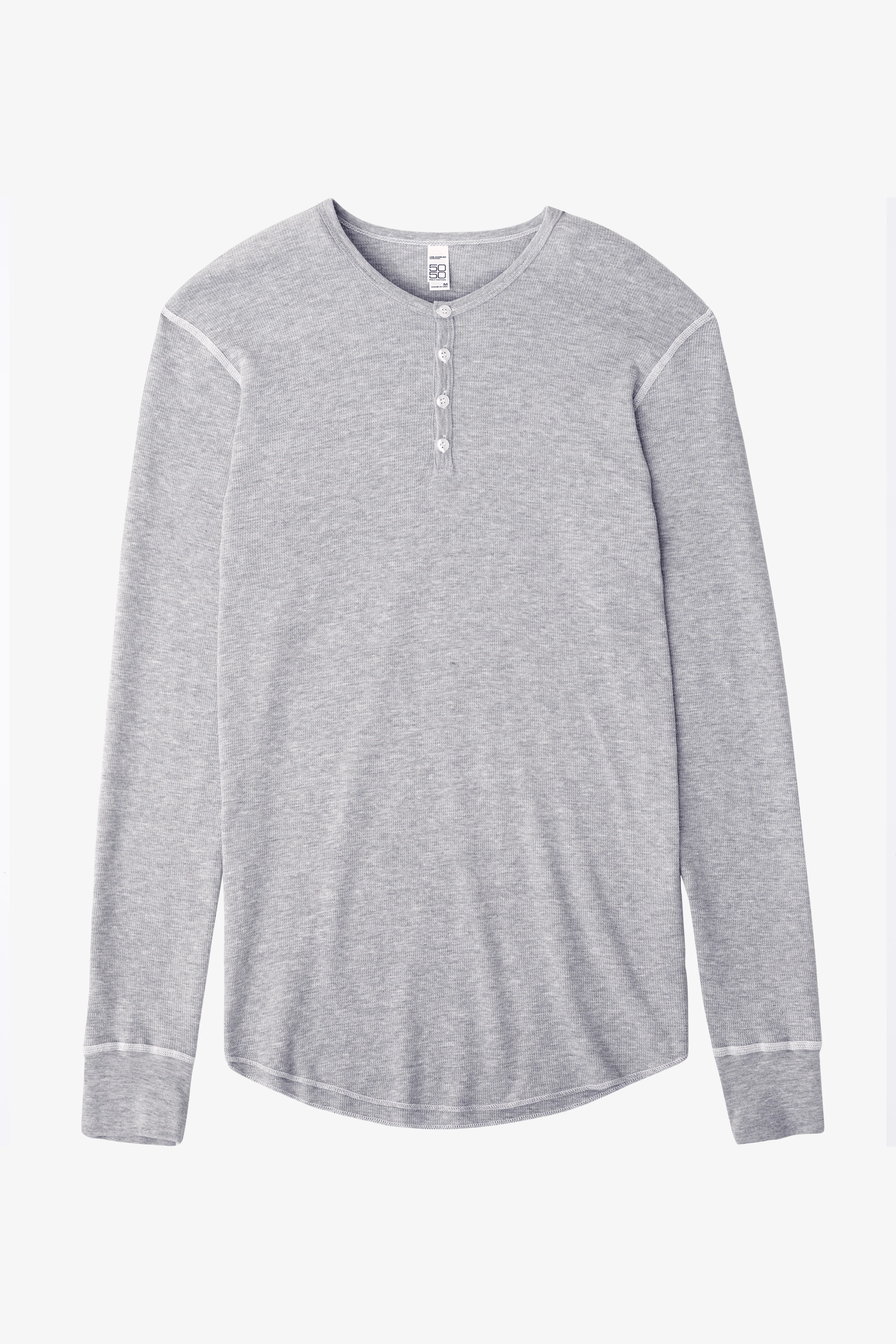 T457 - Poly-Cotton Thermal Long Sleeve Henley - Image 17