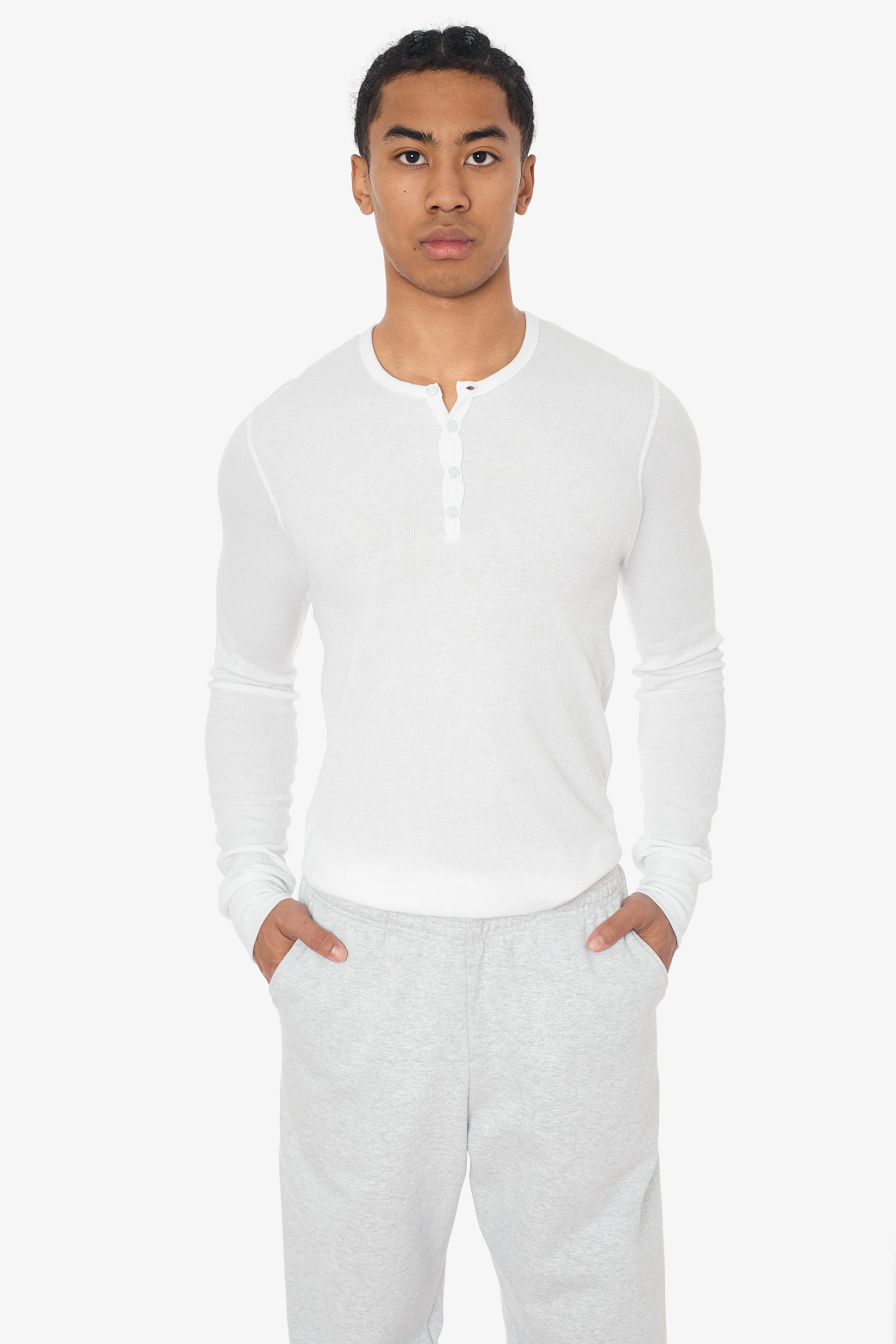 T457 - Poly-Cotton Thermal Long Sleeve Henley - Image 3