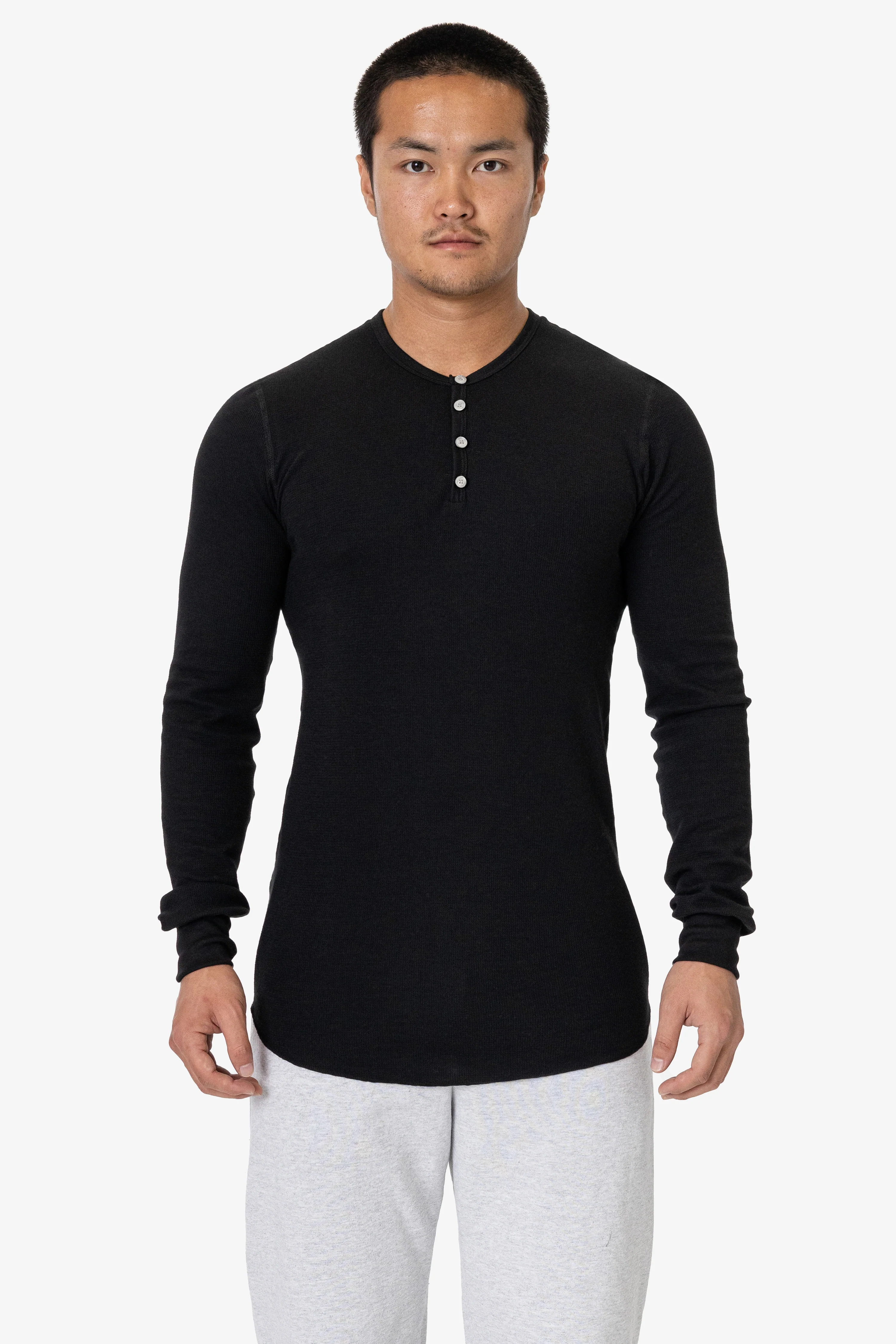T457 - Poly-Cotton Thermal Long Sleeve Henley - Image 9