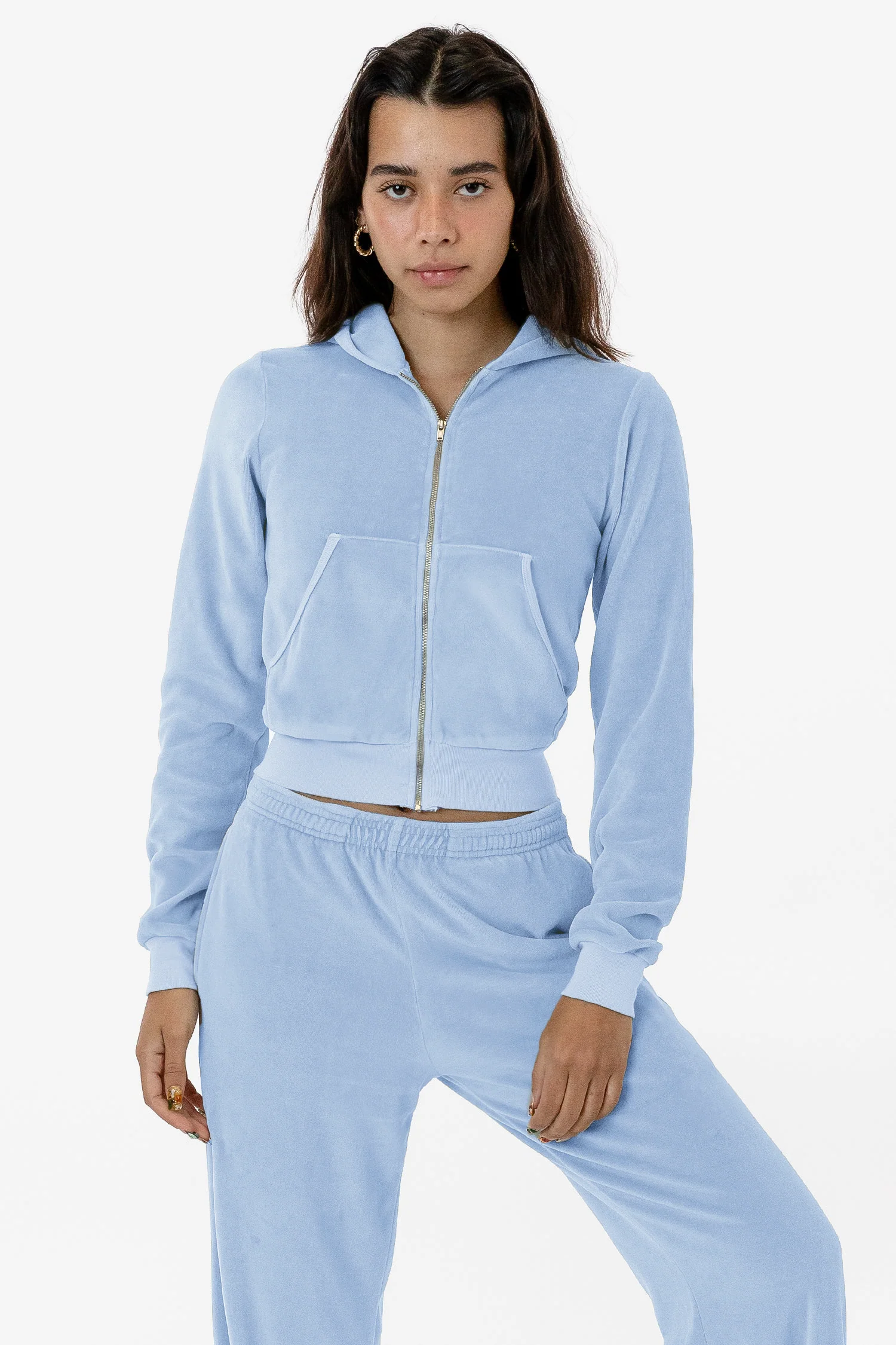 VLR310GD - Garment Dye Velour Mid-Length Zip-Up Hoodie - Image 13
