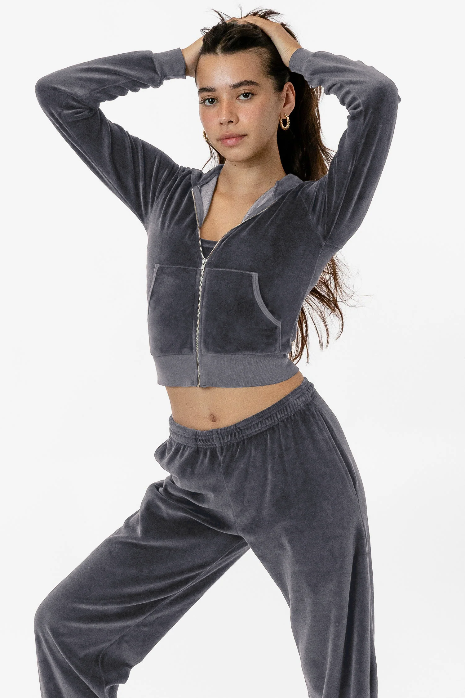 VLR310GD - Garment Dye Velour Mid-Length Zip-Up Hoodie - Image 14