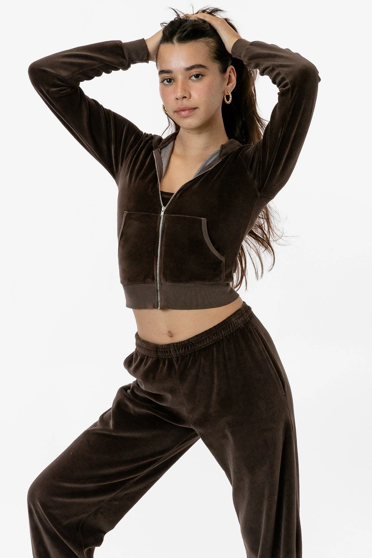 VLR310GD - Garment Dye Velour Mid-Length Zip-Up Hoodie - Image 3