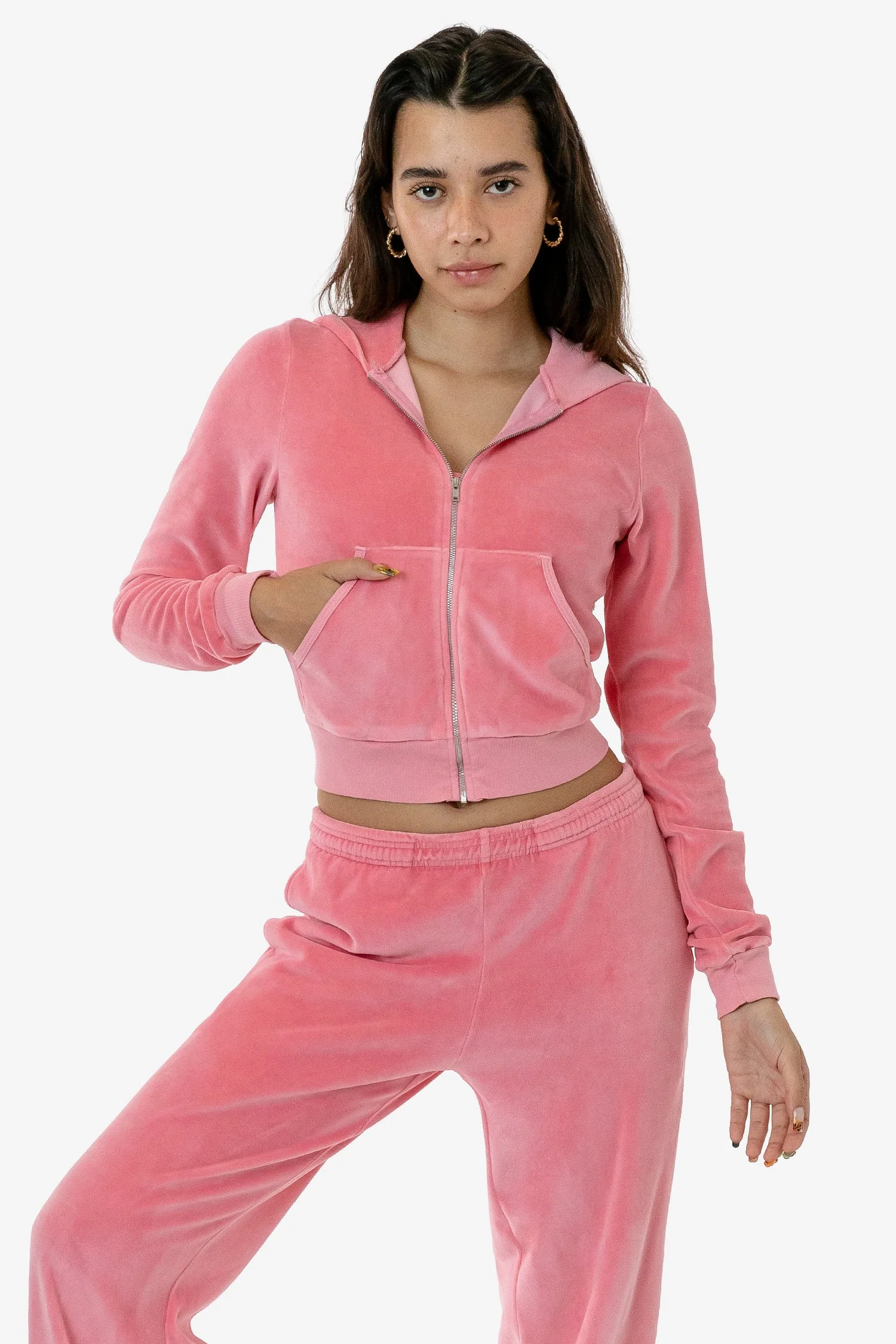VLR310GD - Garment Dye Velour Mid-Length Zip-Up Hoodie - Image 4