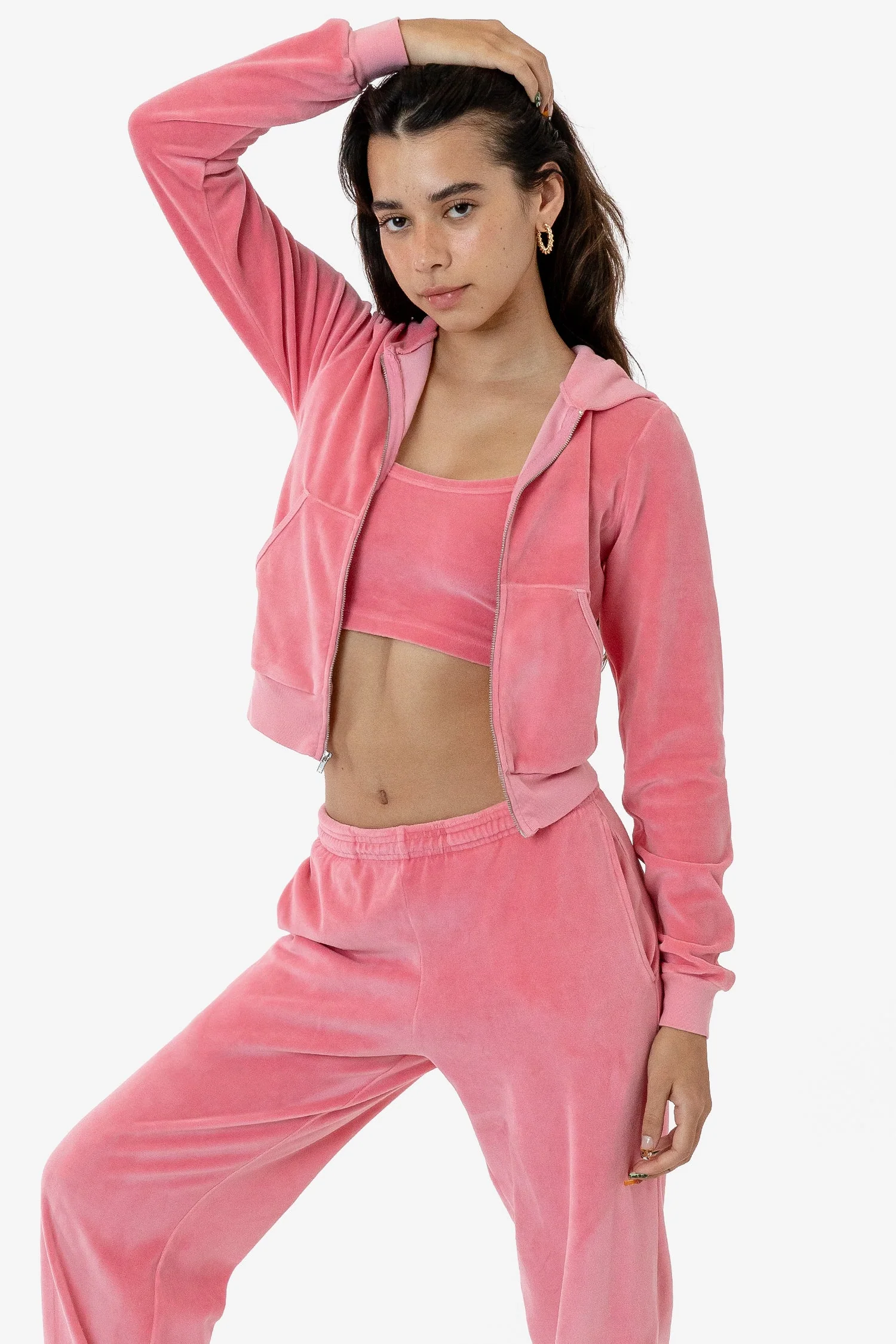 VLR310GD - Garment Dye Velour Mid-Length Zip-Up Hoodie - Image 5