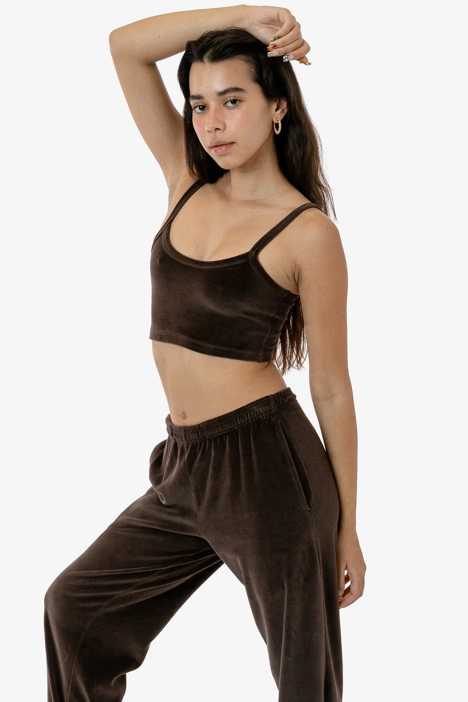 VLR316GD - Garment Dye Velour Spaghetti Crop Tank - Image 4