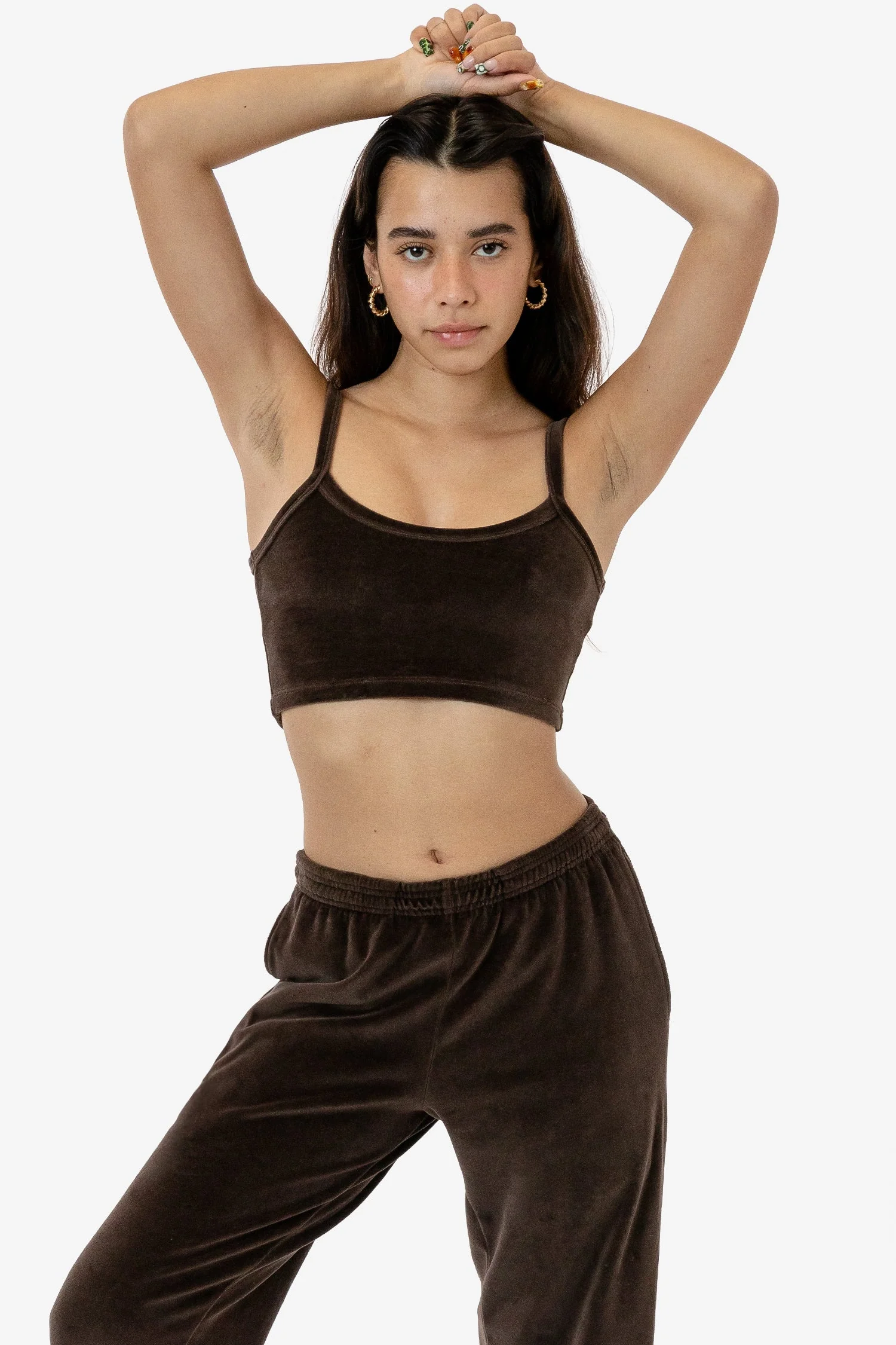 VLR316GD - Garment Dye Velour Spaghetti Crop Tank - Image 7