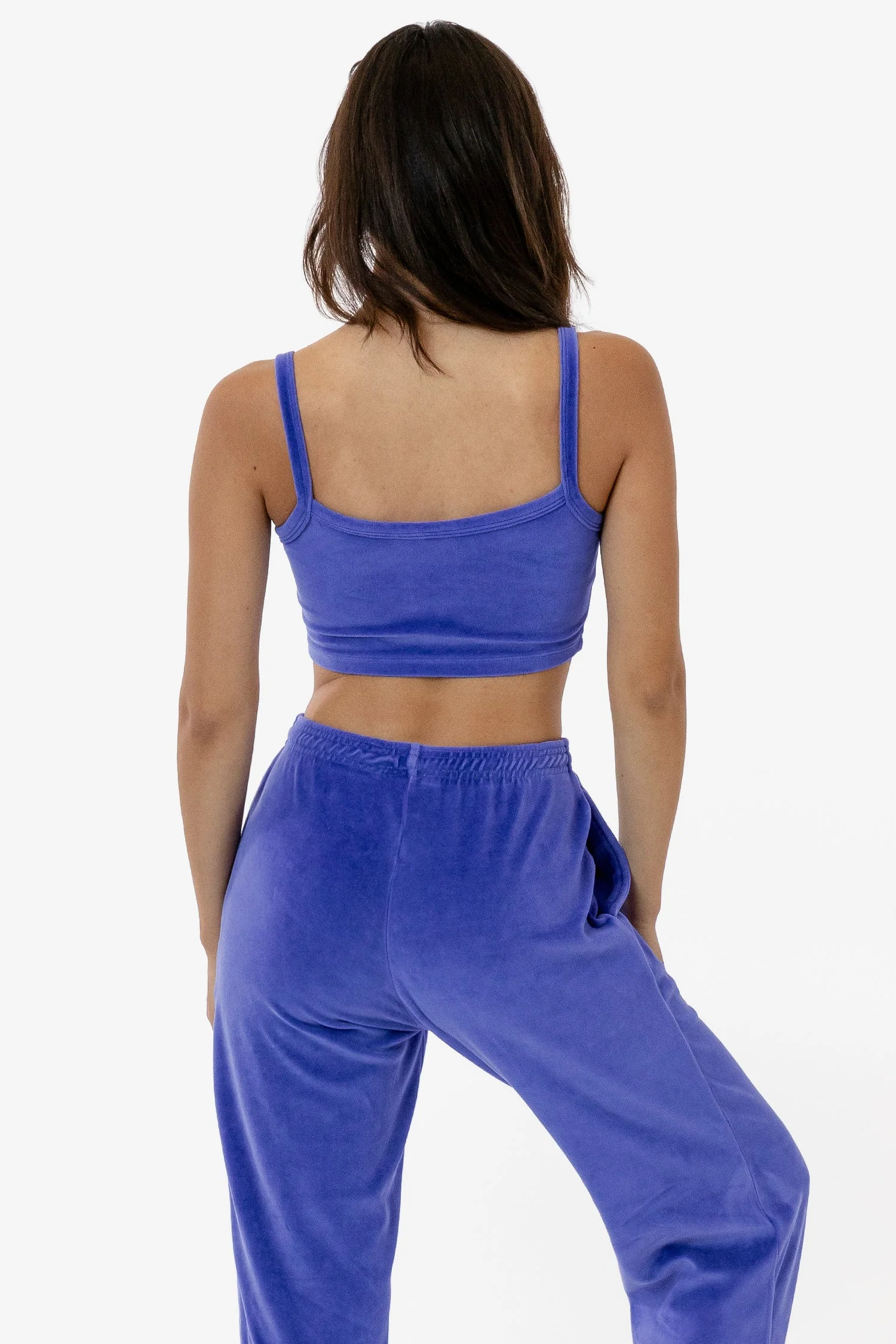 VLR316GD - Garment Dye Velour Spaghetti Crop Tank - Image 9