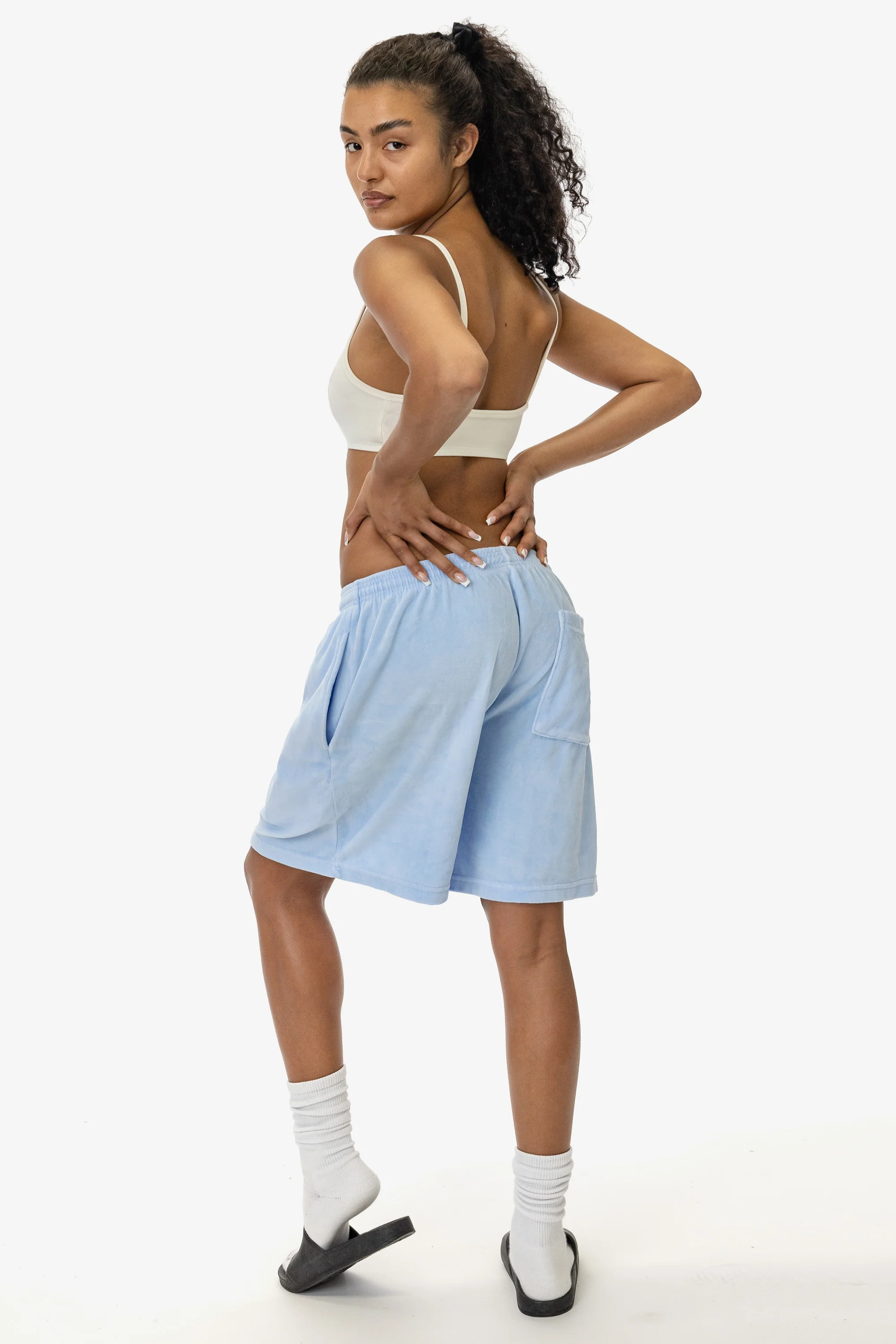 VLR442GD - Garment Dye Velour Mid-Length Wide Short - Image 7