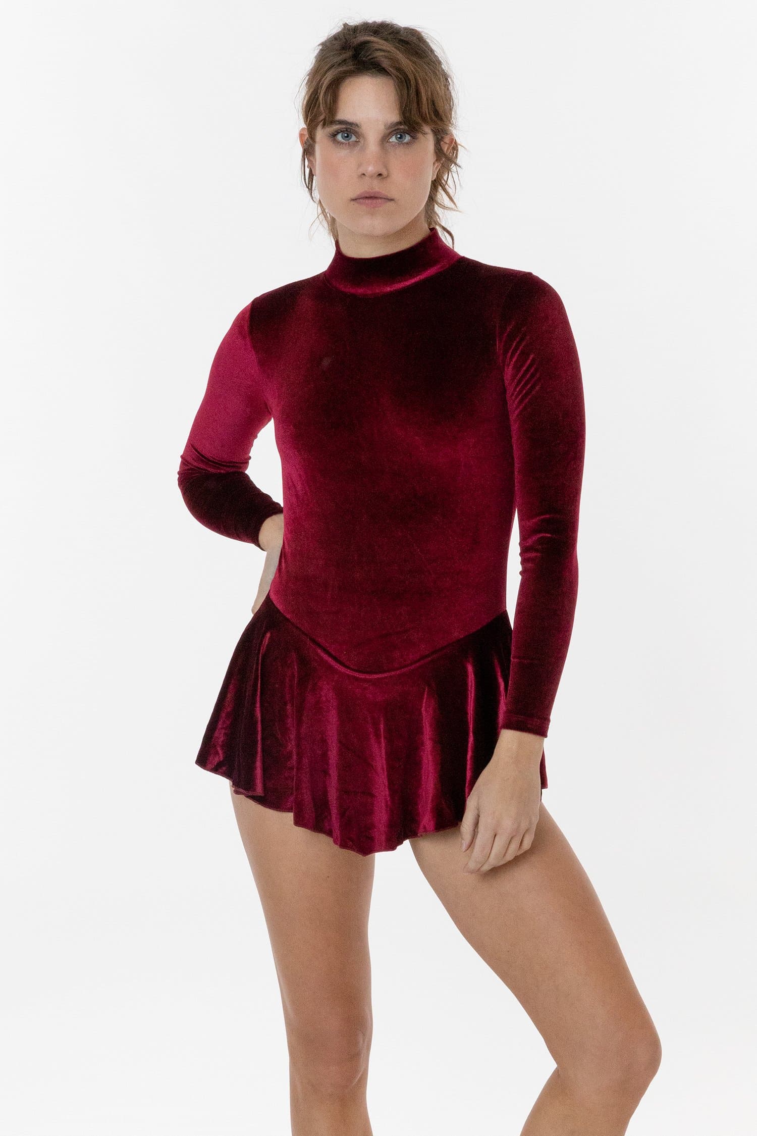 VVT410 - Velvet Long Sleeve Mockneck Skirted Leotard - Image 12