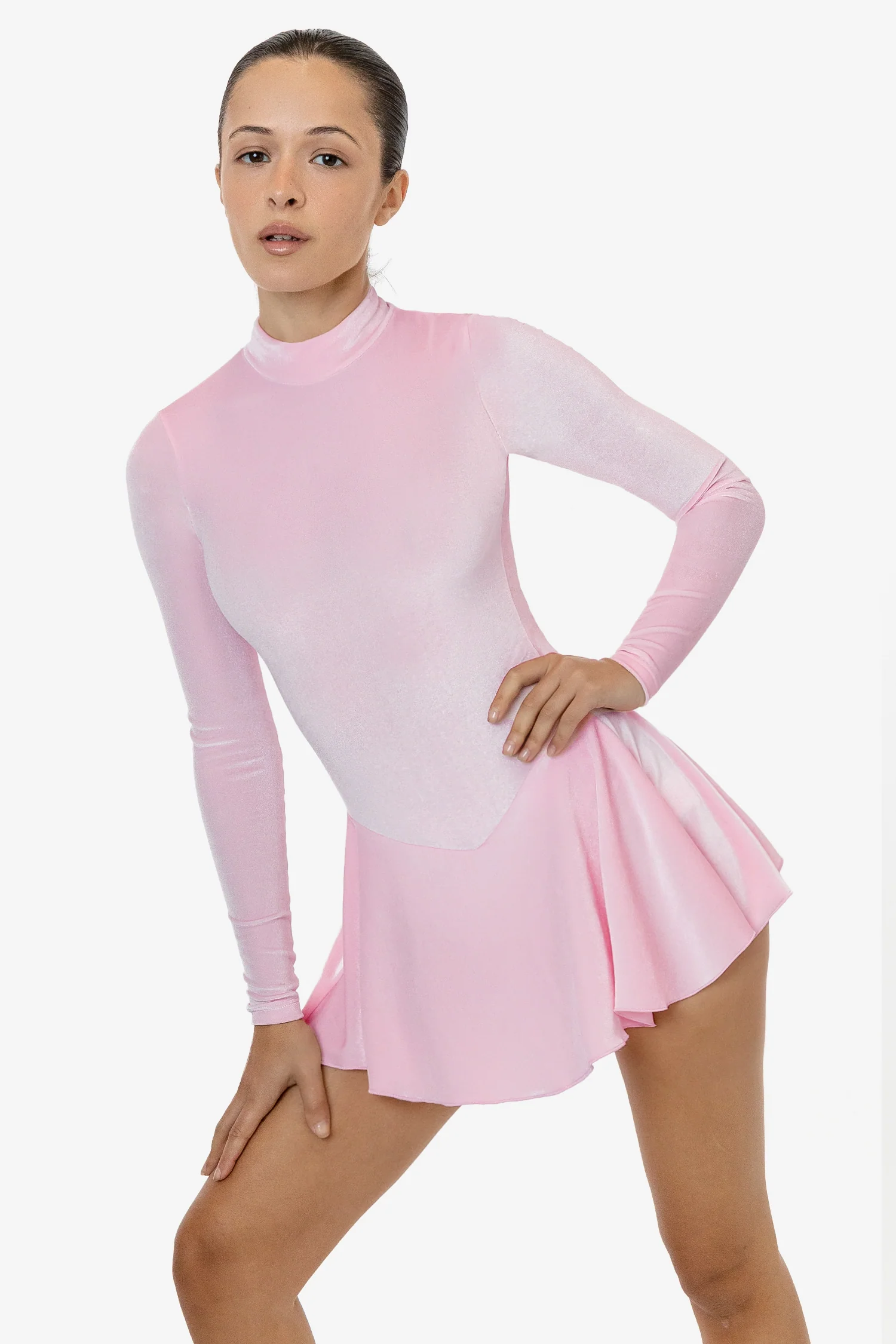 VVT410 - Velvet Long Sleeve Mockneck Skirted Leotard - Image 3